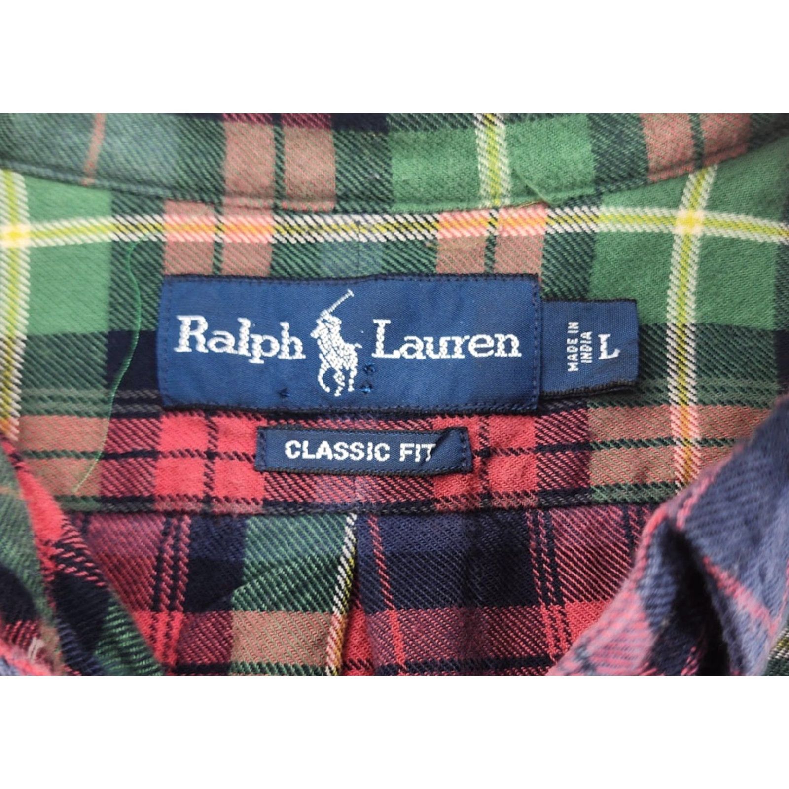 Ralph Lauren VINTAGE Ralph Lauren Shirt Mens Large Red Green Navy Plaid Button Down Classic Fit Logo Shirt Size US L / EU 52-54 / 3 - 6 Thumbnail