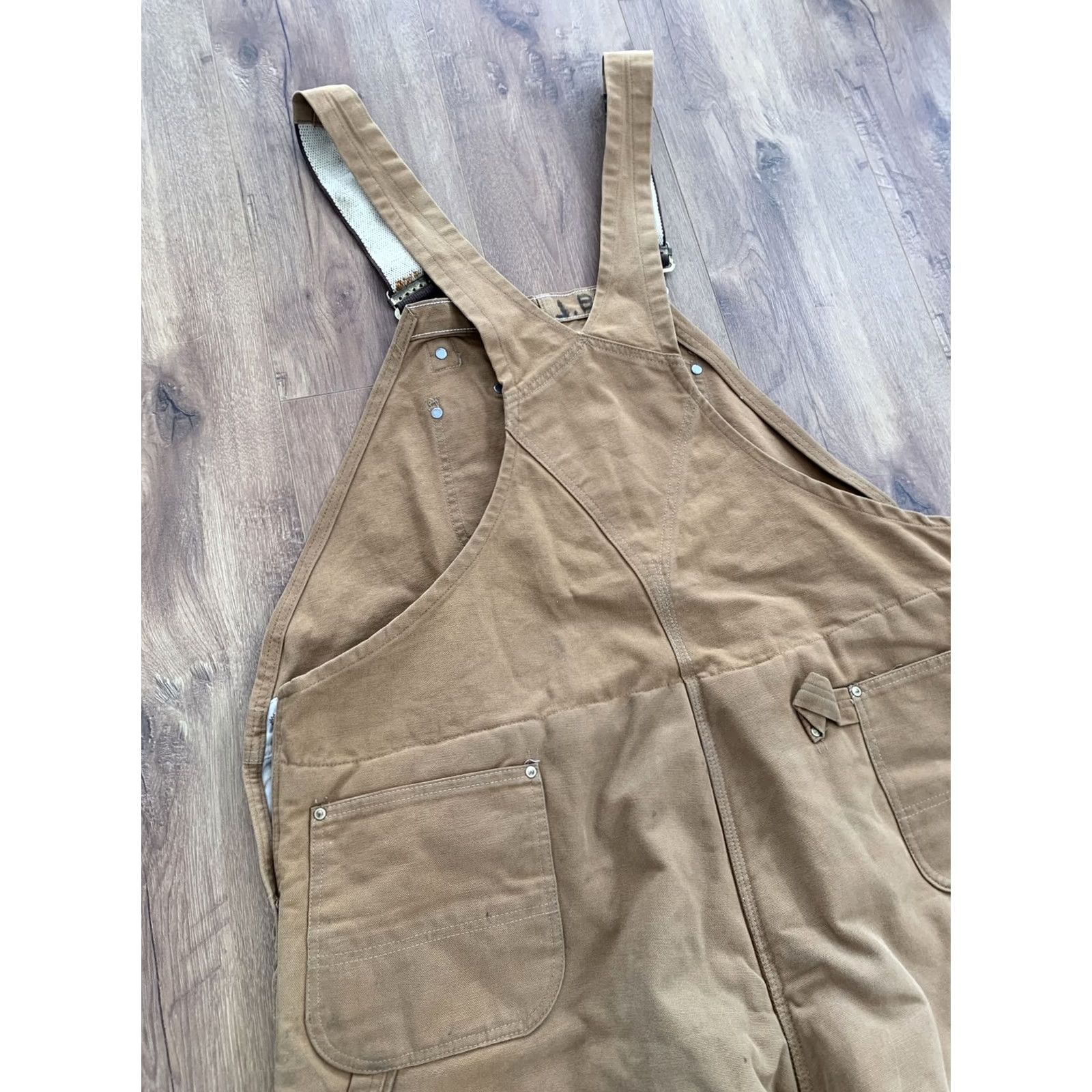 Carhartt VINTAGE Carhartt Brown Canvas Work Farm Hipster Bib Overalls Men 50x28 Insulated Jeans Archives? Size US 34 / EU 50 - 6 Thumbnail