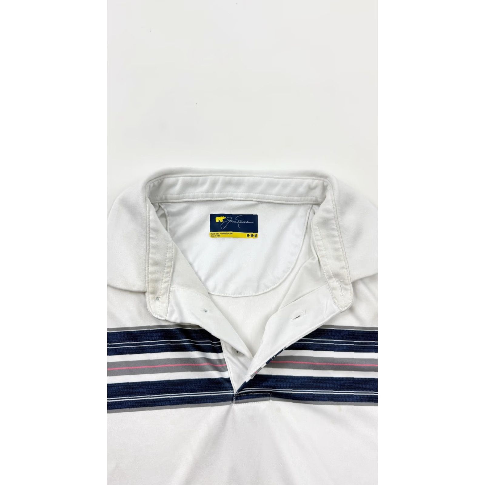 Vintage Jack Nicklaus Polo Shirt Mens M White Striped Short Sleeve Golf Performance Size US M / EU 48-50 / 2 - 4 Thumbnail