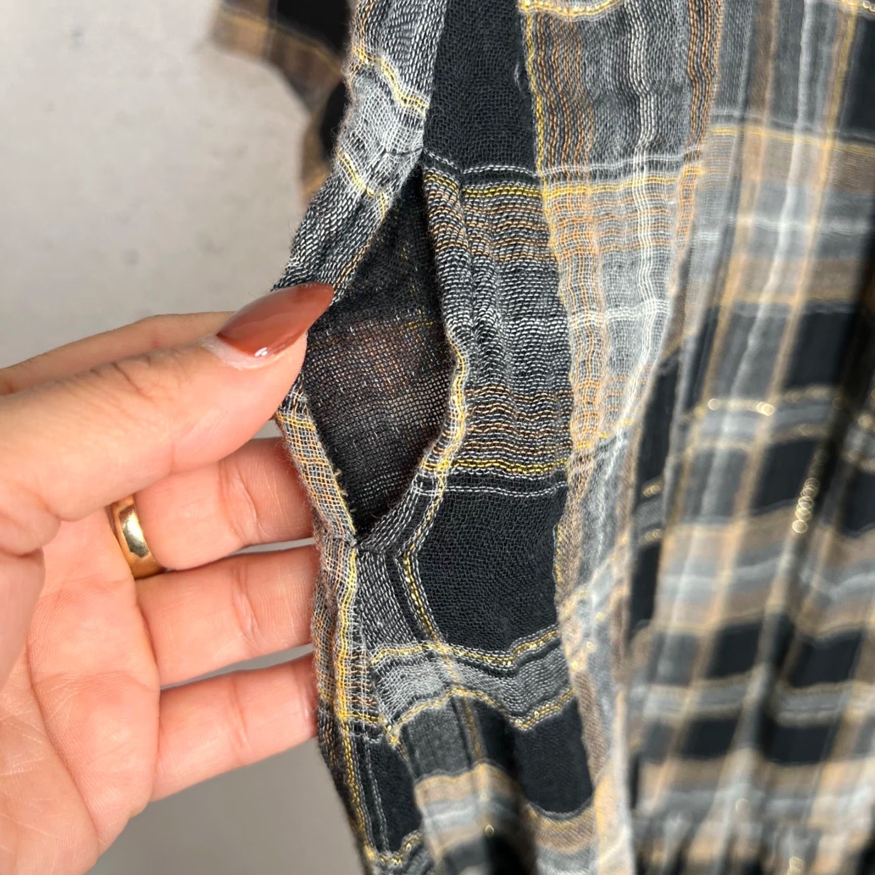 Apiece Apart Apiece Apart Womens Dress Midi Plaid Tie-Front Black/Beige Cotton Blend M Size M / US 6-8 / IT 42-44 - 6 Thumbnail