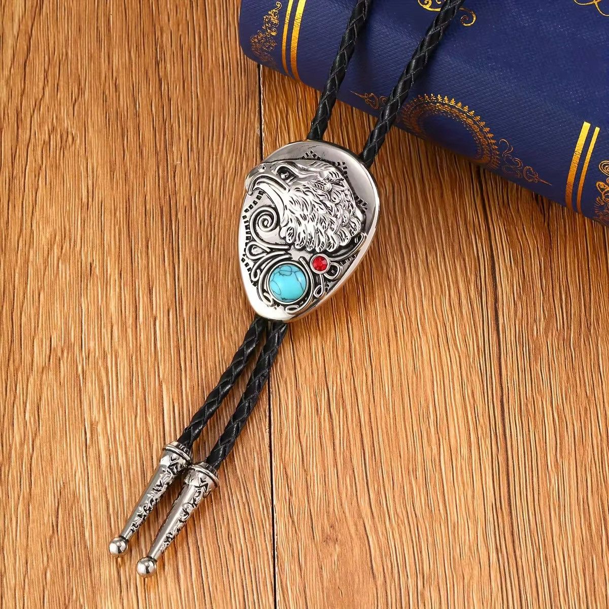 Vintage Synthetic Zircon Geometric Eagle Rope Bolo Tie Size ONE SIZE - 2 Thumbnail