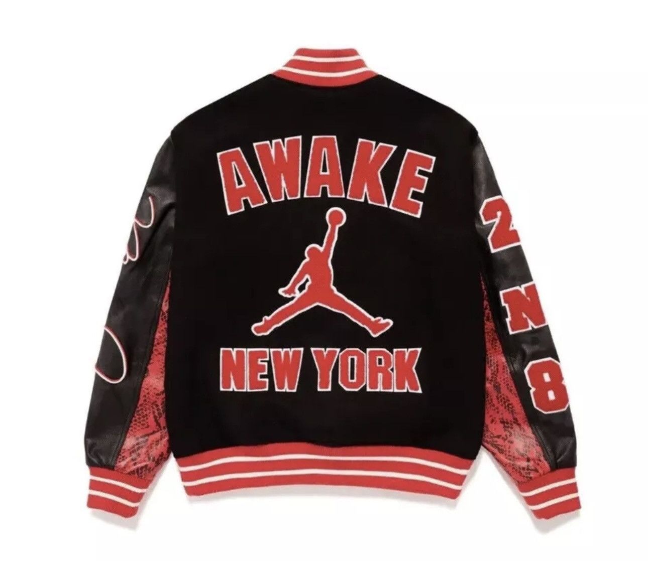 image of Jordan X Awake Ny Varsity Jacket in Black, Men's (Size Medium)