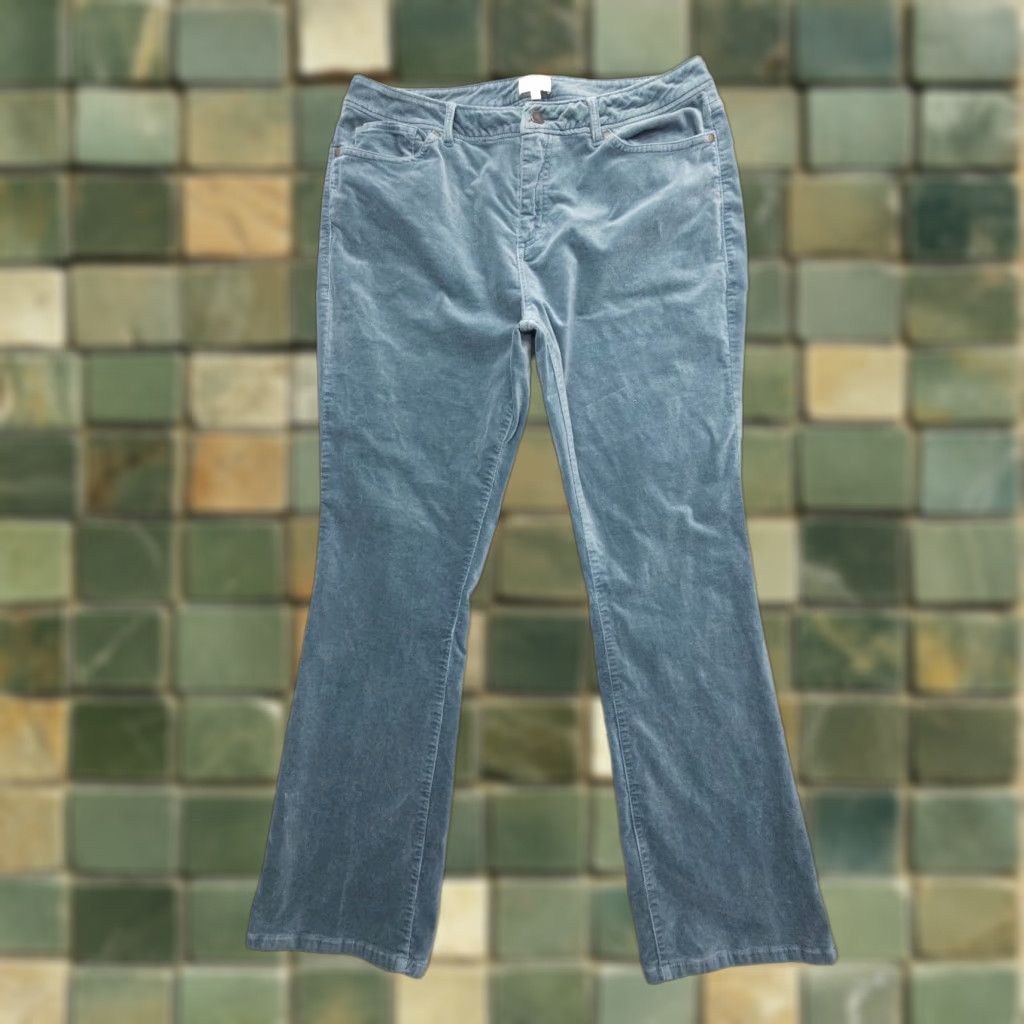 Velvet VINTAGE Ann Mashburn Velvet Flare Jeans Womens 29 Green Crop Stretch Velveteen 27" Insm Size 29" - 1 Thumbnail