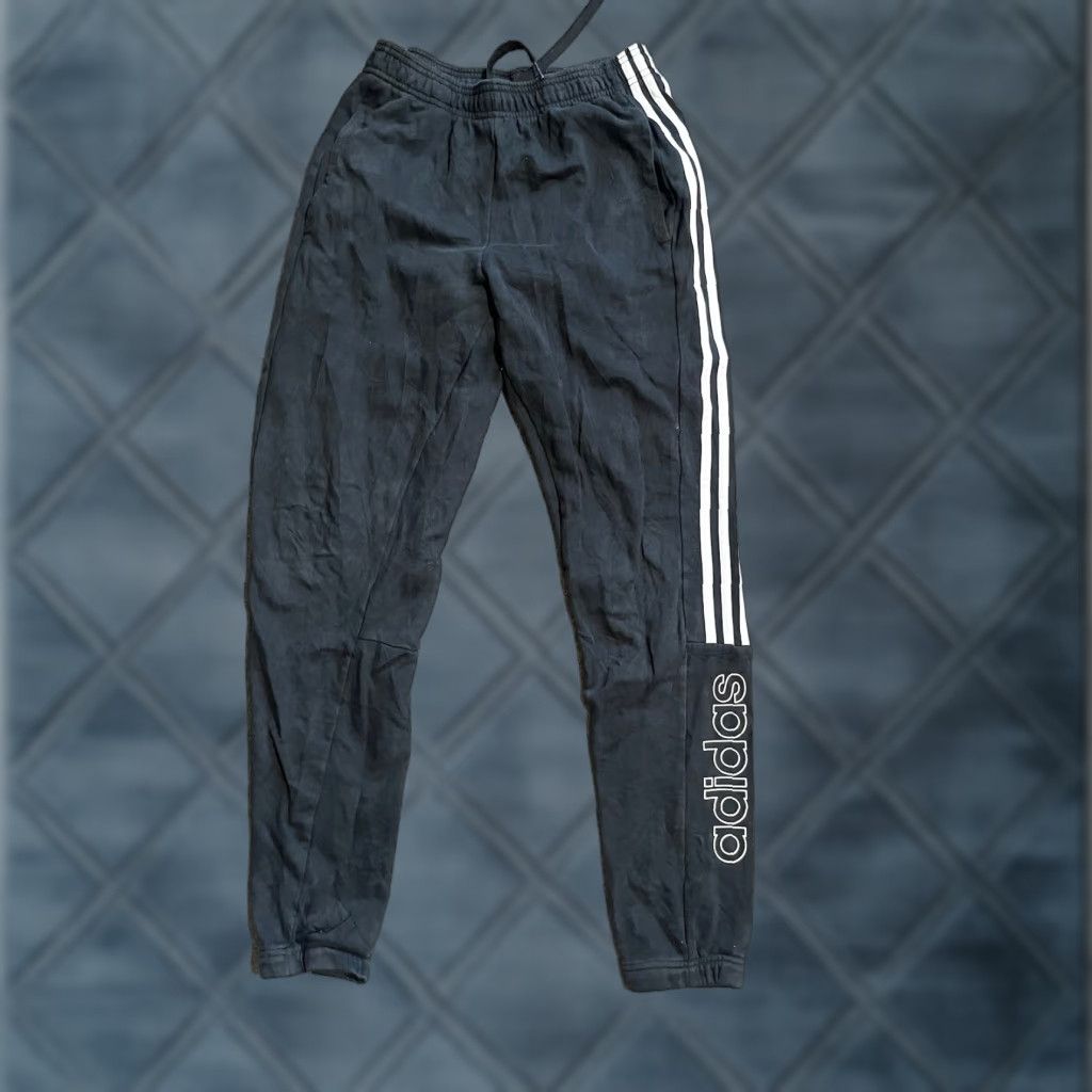 Adidas Adidas Sweatpants Pants Black White Stripe Athletic Men Small Fleece Size US 33 - 1 Thumbnail