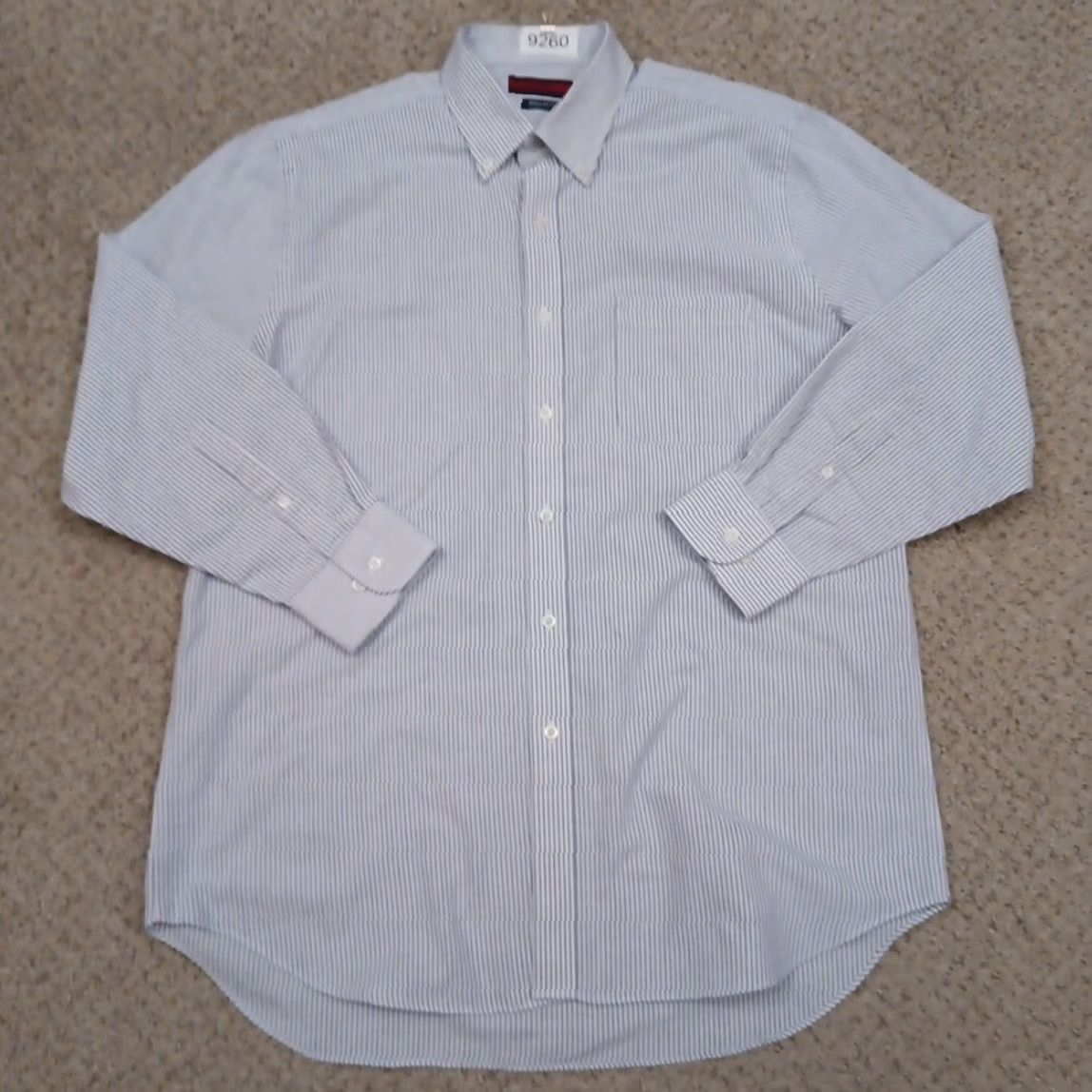 Architect Architect Shirt Mens Large Blue Striped Long Sleeve Button Down Cotton Blend Size US L / EU 52-54 / 3 - 2 Thumbnail