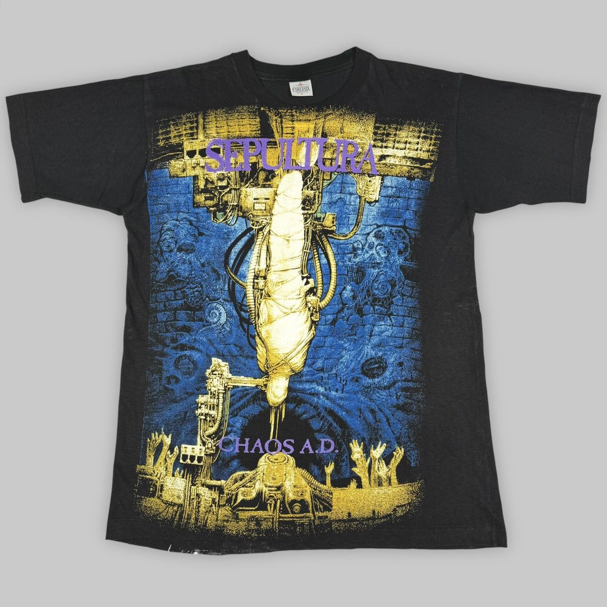 Band Tees Vintage Mid 90s Sepultura ‘Chaos A.D.’ All Over Euro T Shirt Size US L / EU 52-54 / 3 - 3 Thumbnail