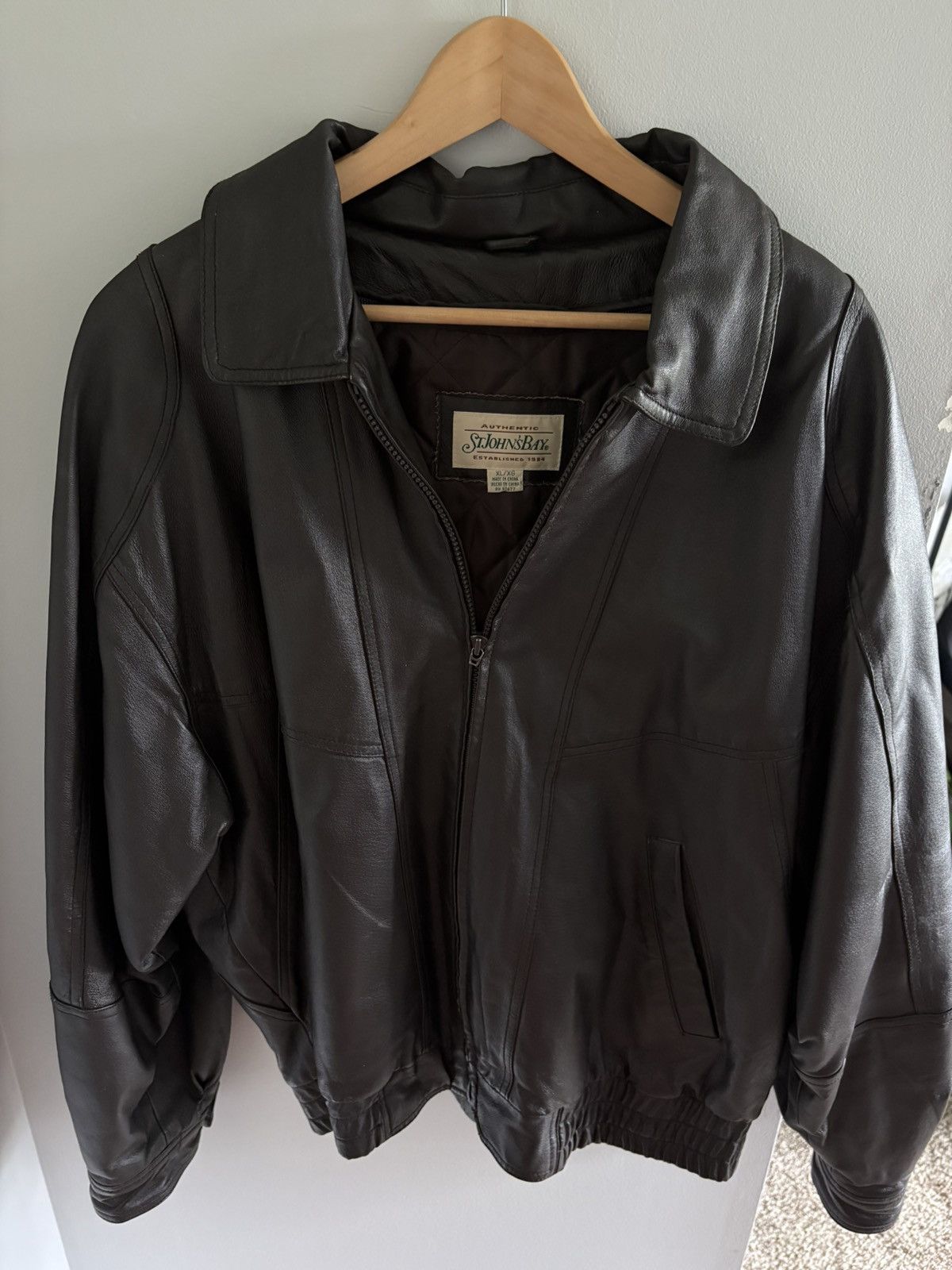 St. Johns Bay St. John’s Bay Brown Leather Bomber Jacket Size US XL / EU 56 / 4 - 1 Thumbnail
