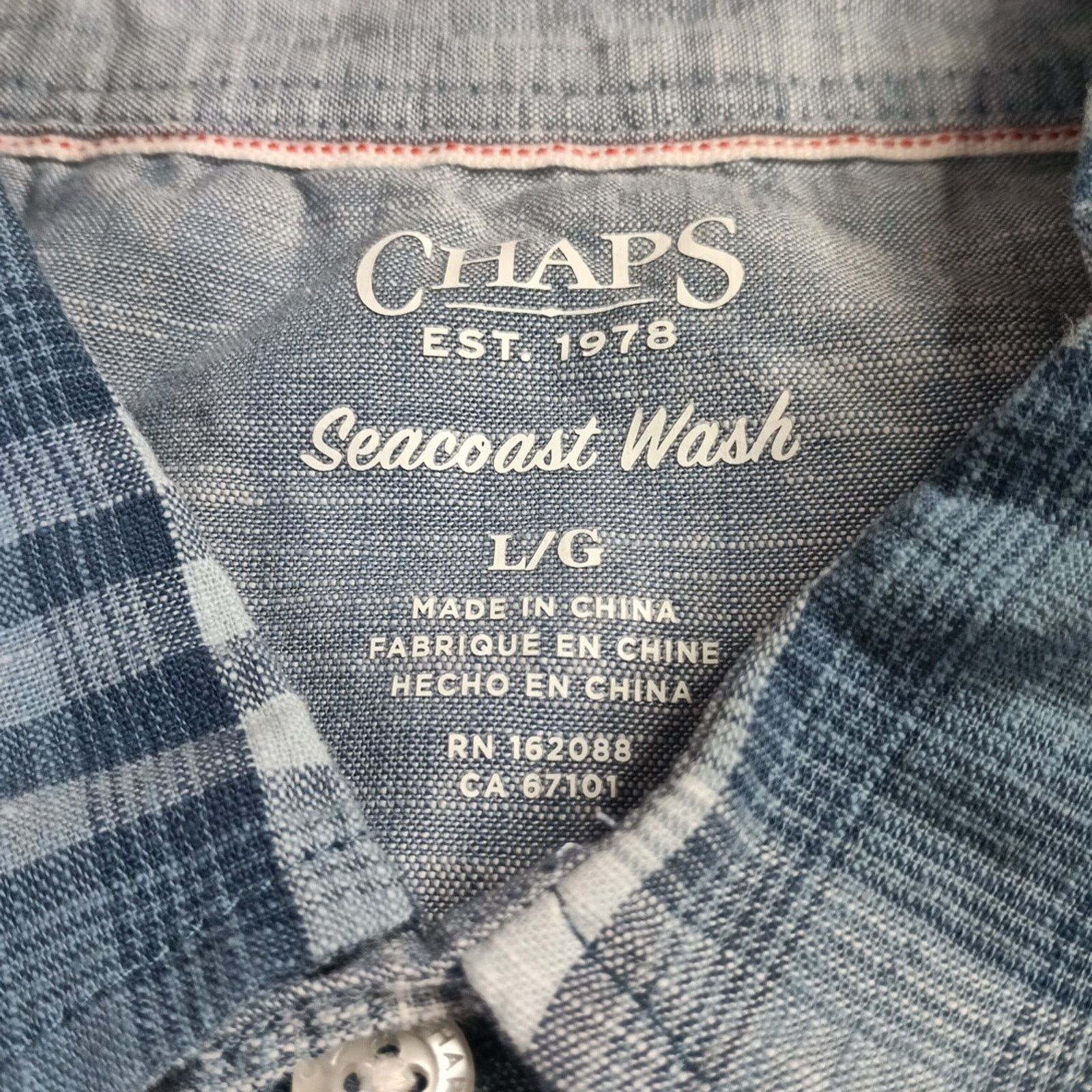 Chaps Chaps Seacoast Wash Chambray Woven Shirt Men's L Blue Plaid Size US L / EU 52-54 / 3 - 3 Thumbnail