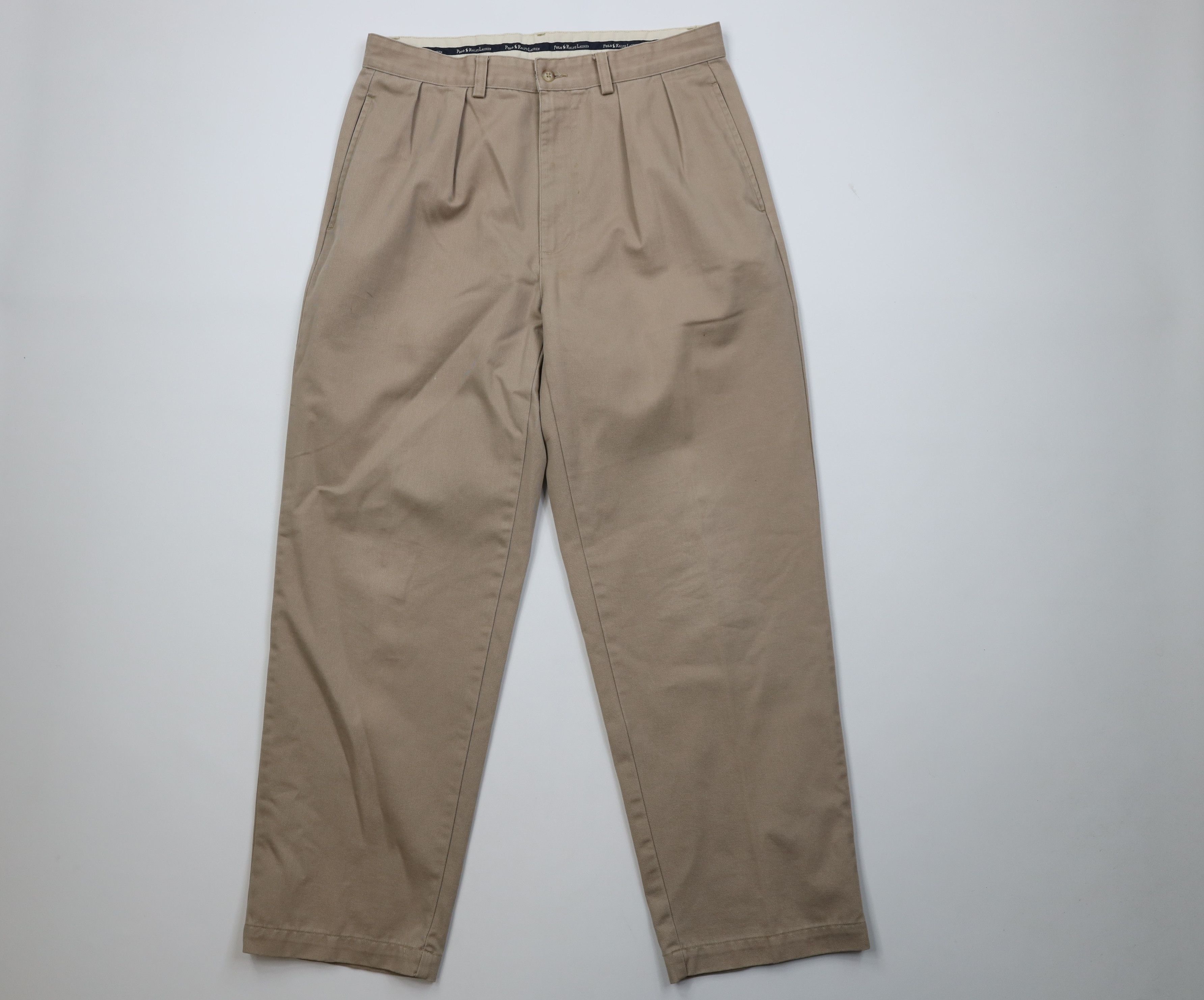 Ralph Lauren Vintage 90s Ralph Lauren Wide Leg Chino Pants Cotton Beige Size US 32 / EU 48 - 1 Thumbnail