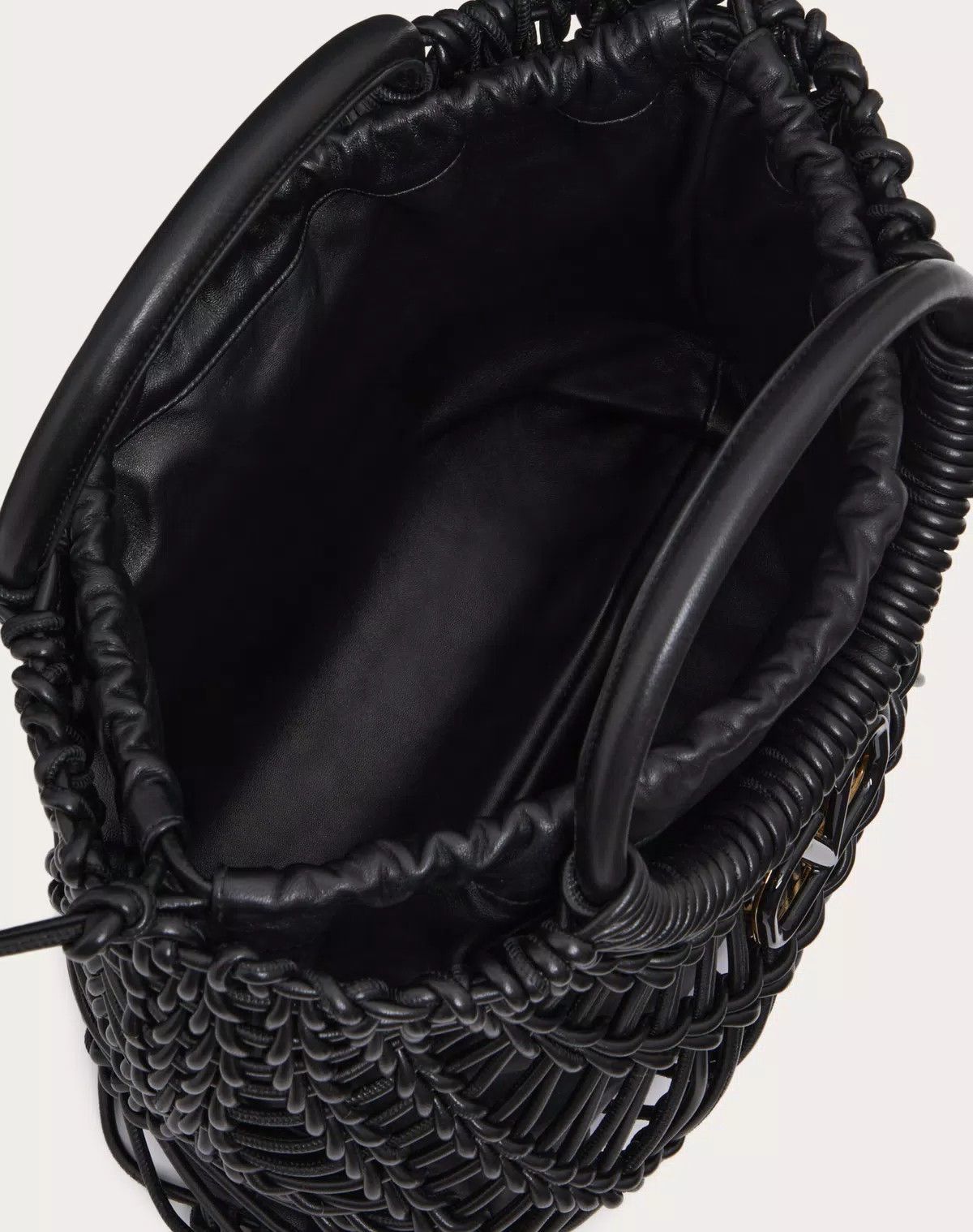 Valentino oc11z0725 Size:OS/Allknots Woven Leather Shopper in Black Size ONE SIZE - 6 Thumbnail
