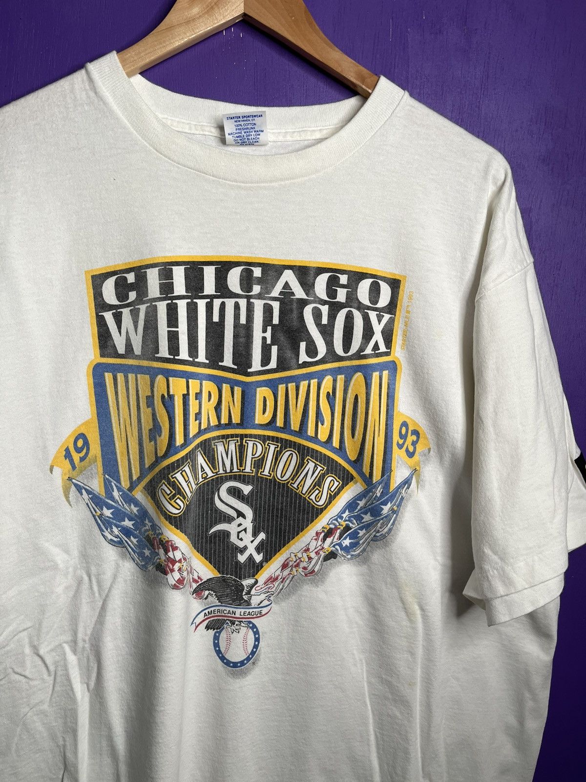 MLB × NBA × Vintage Vintage 1993 Starter Chicago white Sox WD champs t-shirt Size US XL / EU 56 / 4 - 3 Thumbnail