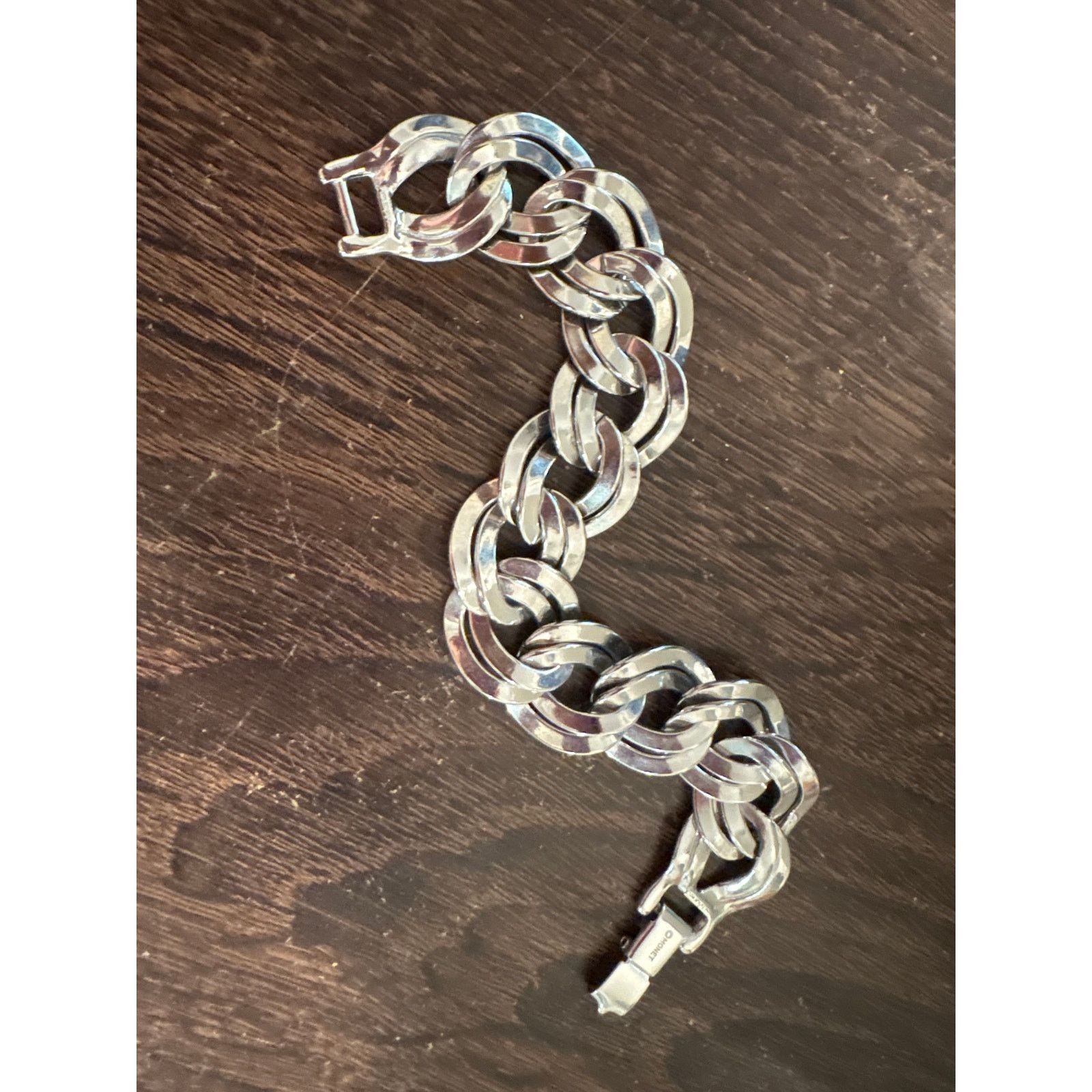 Monet Vintage Monet Silver Tone Chunky Bracelet 6.75 Inch Signed Size ONE SIZE - 4 Thumbnail