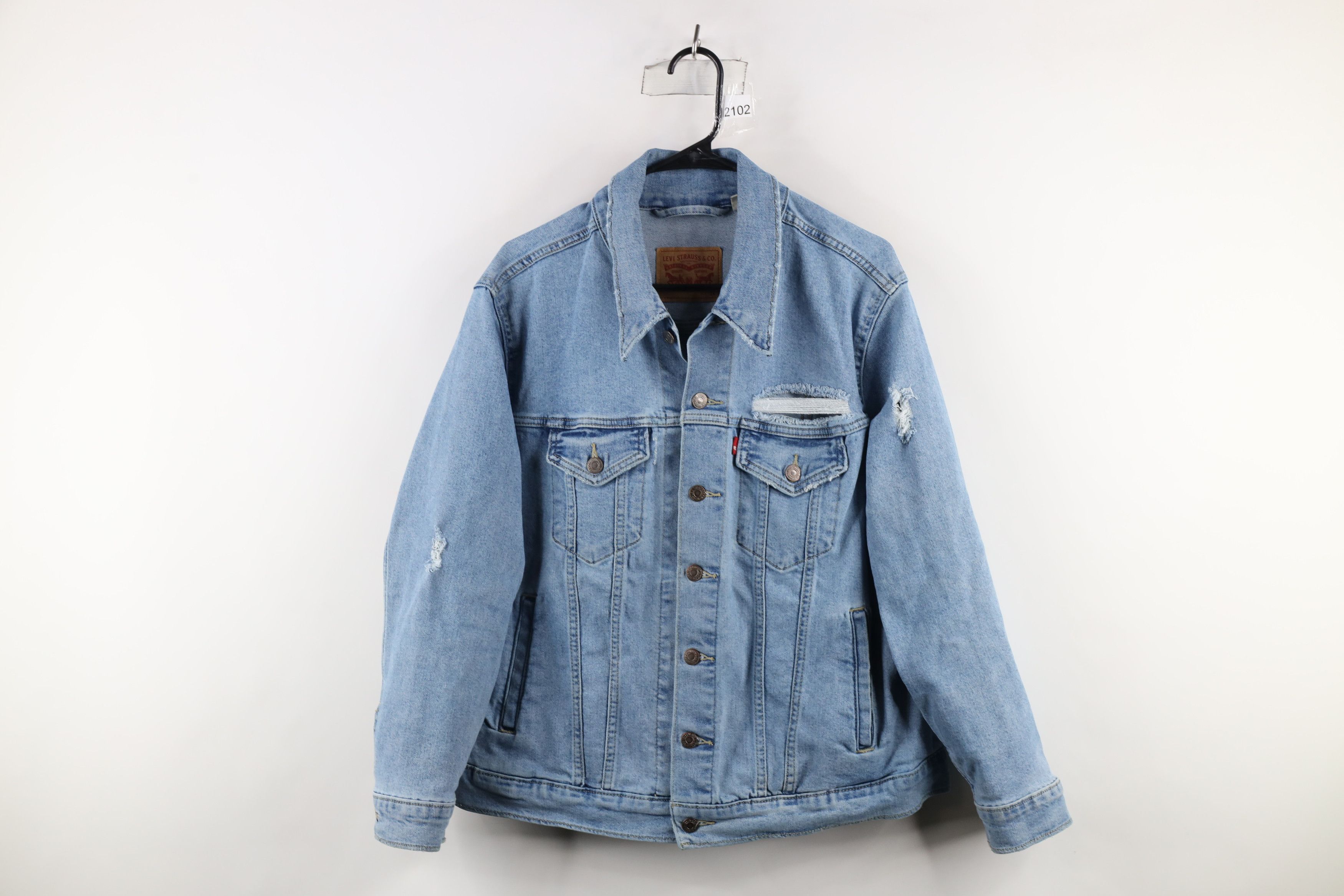 Levi's × Vintage Y2K Levis Stretch Full Button Denim Jean Trucker Jacket Size XL / US 12-14 / IT 48-50 - 1 Thumbnail