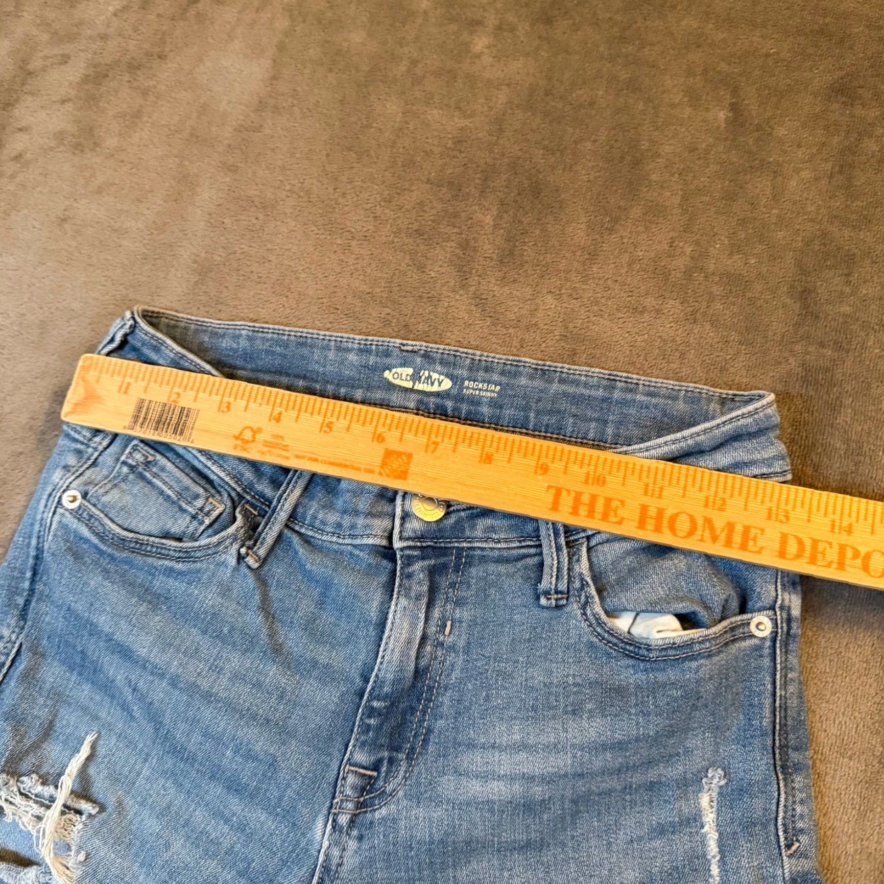 Old Navy Old Navy Rockstar Super Skinny Jeans Womens Size 2 Blue Distressed Denim Fashion Slim Stretch 5-Pocket Zip Fly Jeans Size 26" / US 2 / IT 38 - 7 Thumbnail