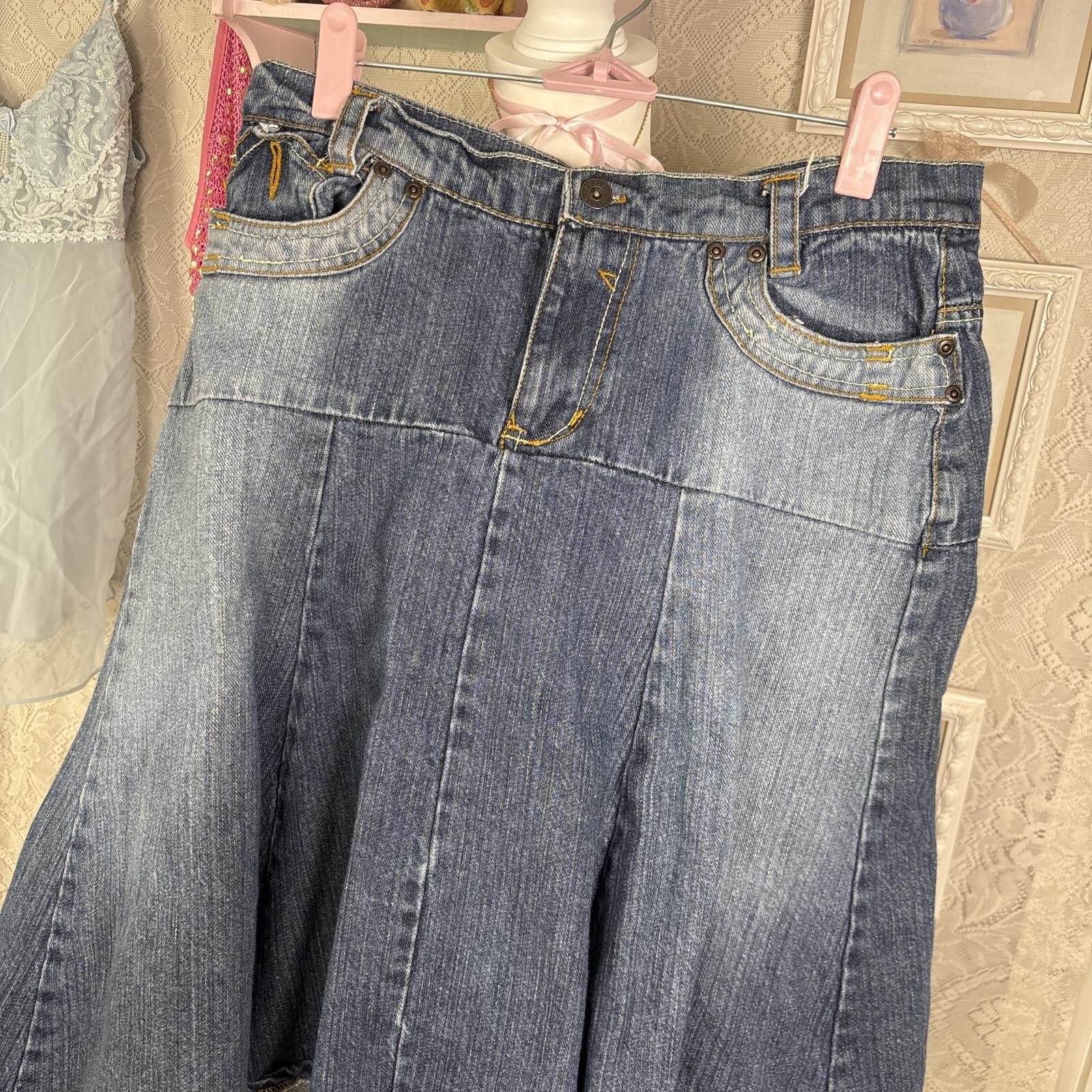 Other y2k light wash distressed denim midi skirt Size 32" / US 10 / IT 46 - 4 Thumbnail