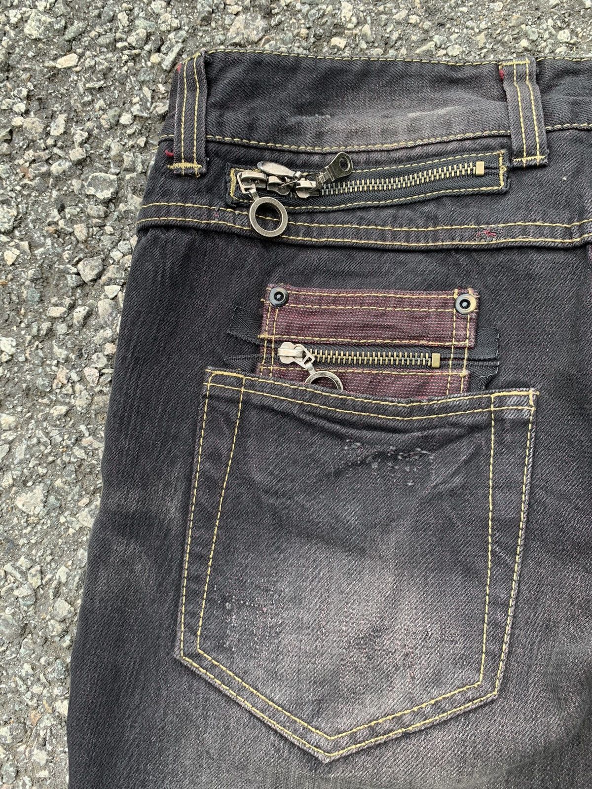 If Six Was Nine FLARE💥 SEMANTIC DESIGN PUNK STYLE MUDMAX DISTRESSED DENIM🎌☠️ Size US 31 - 12 Thumbnail