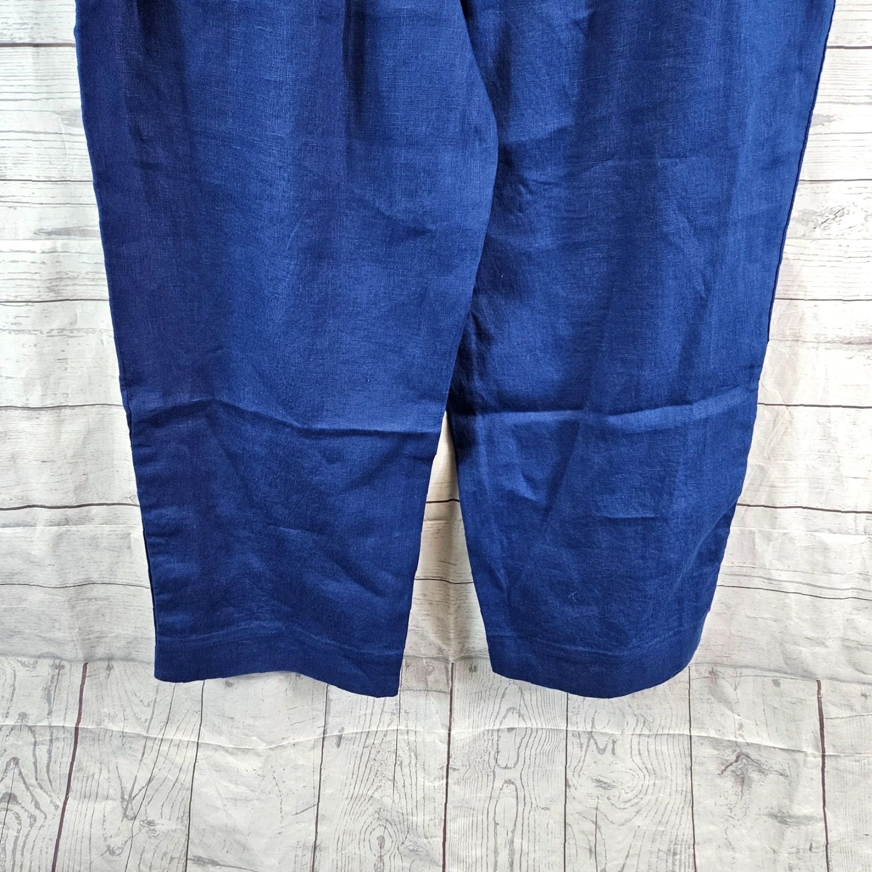 Vintage Chico's Womens Cropped Linen Pants Sz 14 Solid Blue High Rise Pull On Size 36" / US 14 / IT 50 - 5 Thumbnail