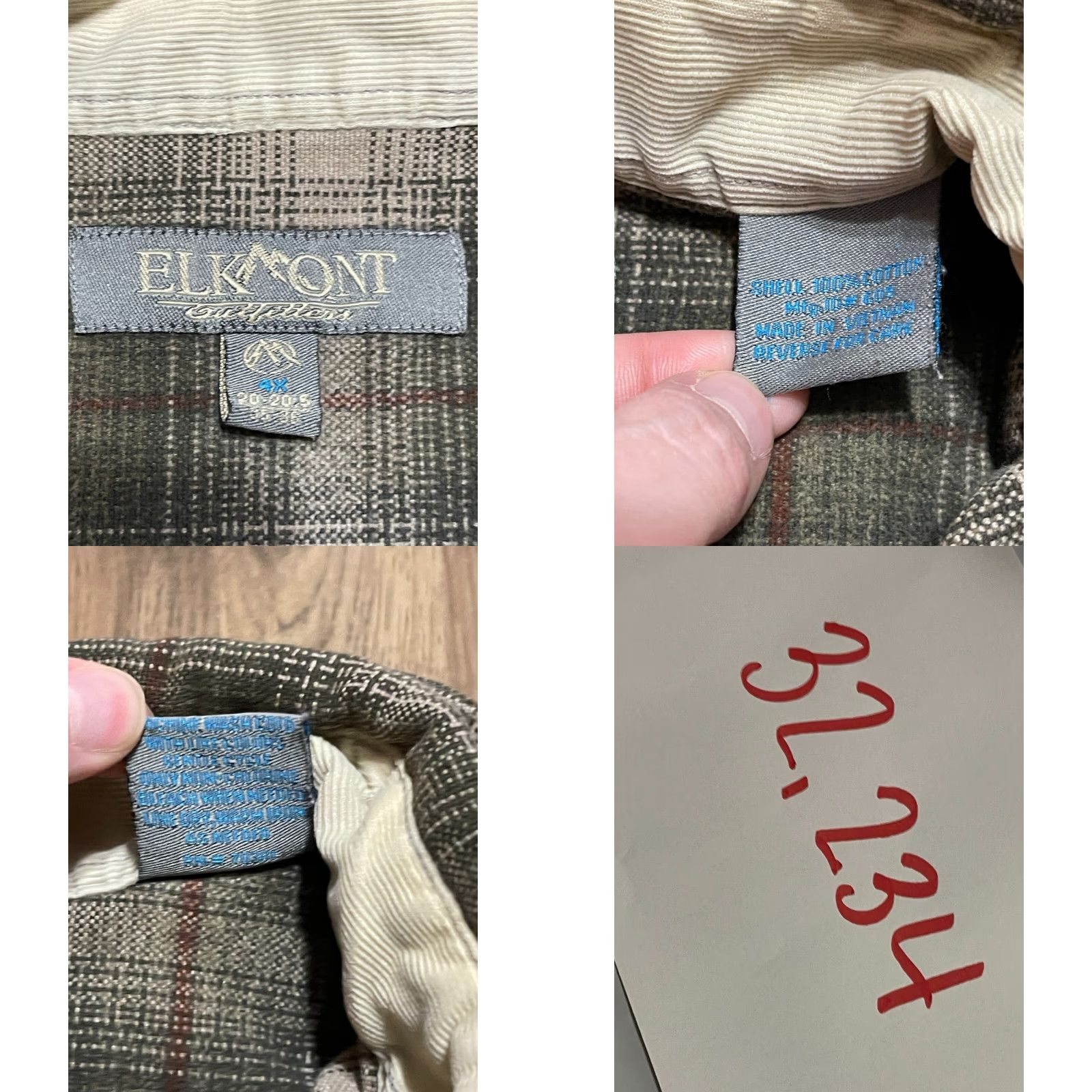 Vintage Elkmont Shirt Mens 4X Green Orange White Plaid Flannel Button Up Casual Winter Spring Fall Button-Down Collar Womens? Size US XXL / EU 58 / 5 - 8 Thumbnail