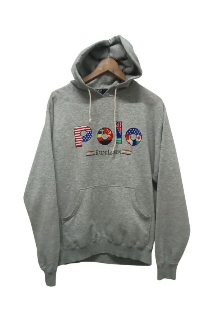 Polo Ralph Lauren Vtg 90s Polo Ralph Lauren International Flag Logo Hoodie Size US L / EU 52-54 / 3 - 1 Thumbnail
