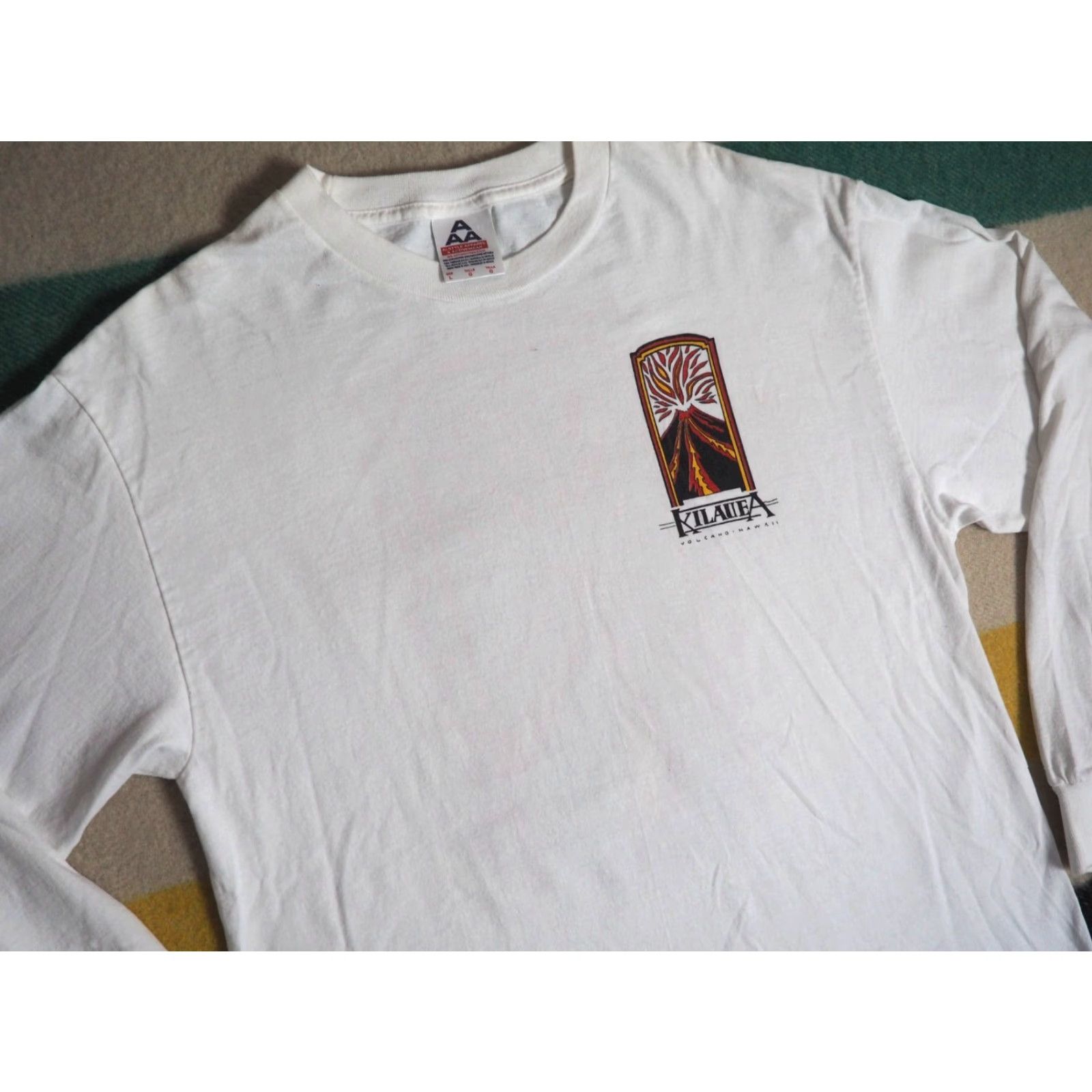 AAA VINTAGE AAA Kilauea Hawaii Volcano Travel Art White L/S Tee T-Shirt Mens L Size US L / EU 52-54 / 3 - 4 Thumbnail