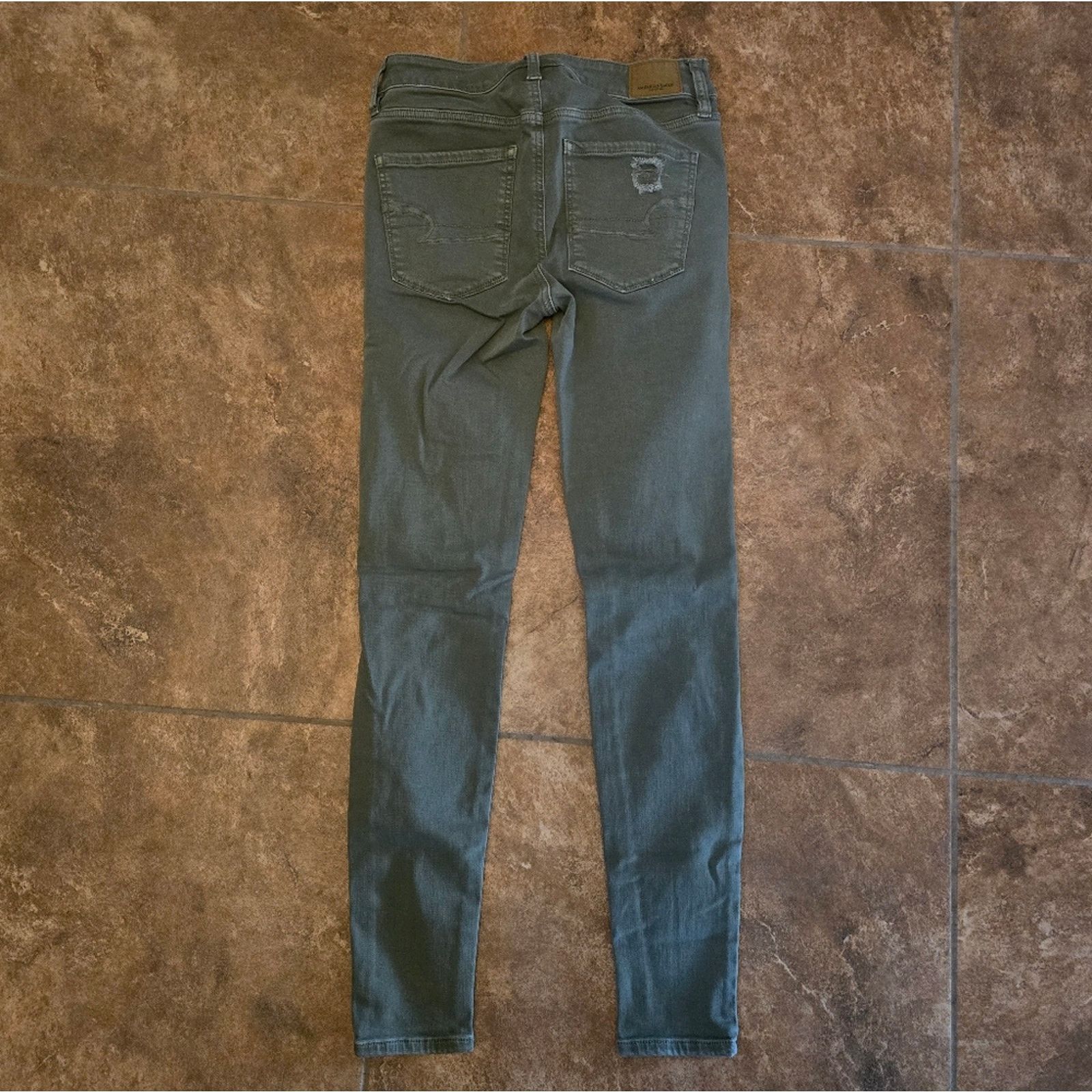 American Eagle Outfitters Olive Distressed AEO Skinny Jean Size 27" / US 4 / IT 40 - 2 Thumbnail