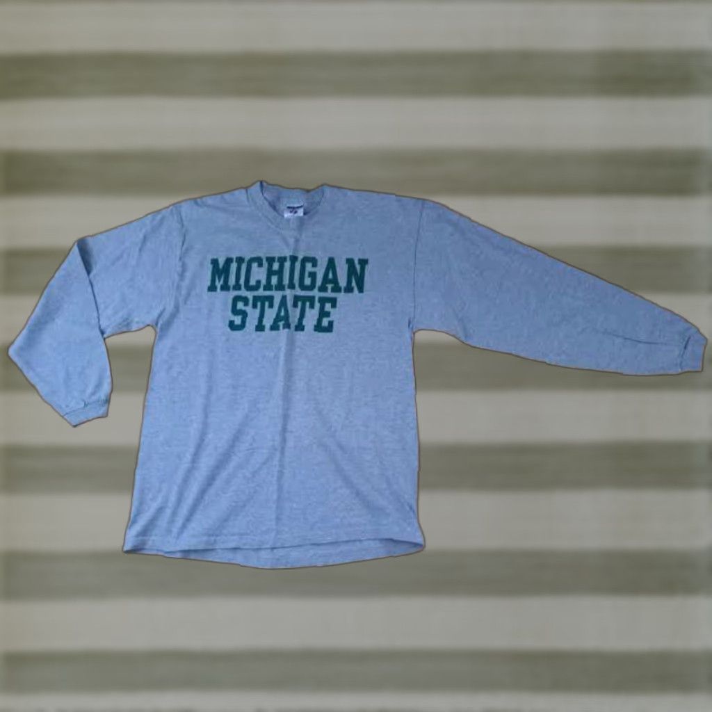 Jerzees VINTAGE Jerzees Michigan State Spartans Long Sleeve T-Shirt L Unisex Adults Gray Basketball Size US L / EU 52-54 / 3 - 1 Thumbnail