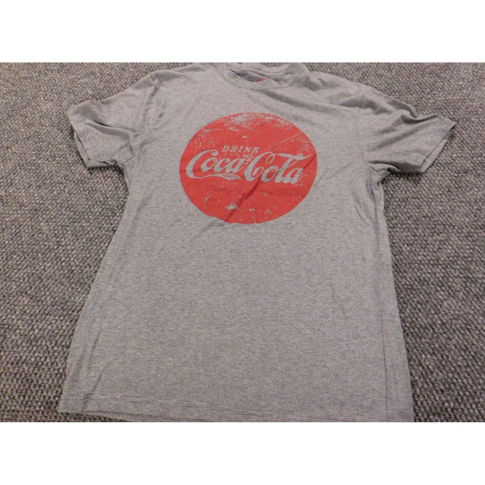 Vintage Coca-Cola Shirt Men Small Gray Striped Logo Crew Neck Short Sleeve T-Shirt Knit Cotton Polyester Logo Vintage No Size US S / EU 44-46 / 1 - 3 Thumbnail