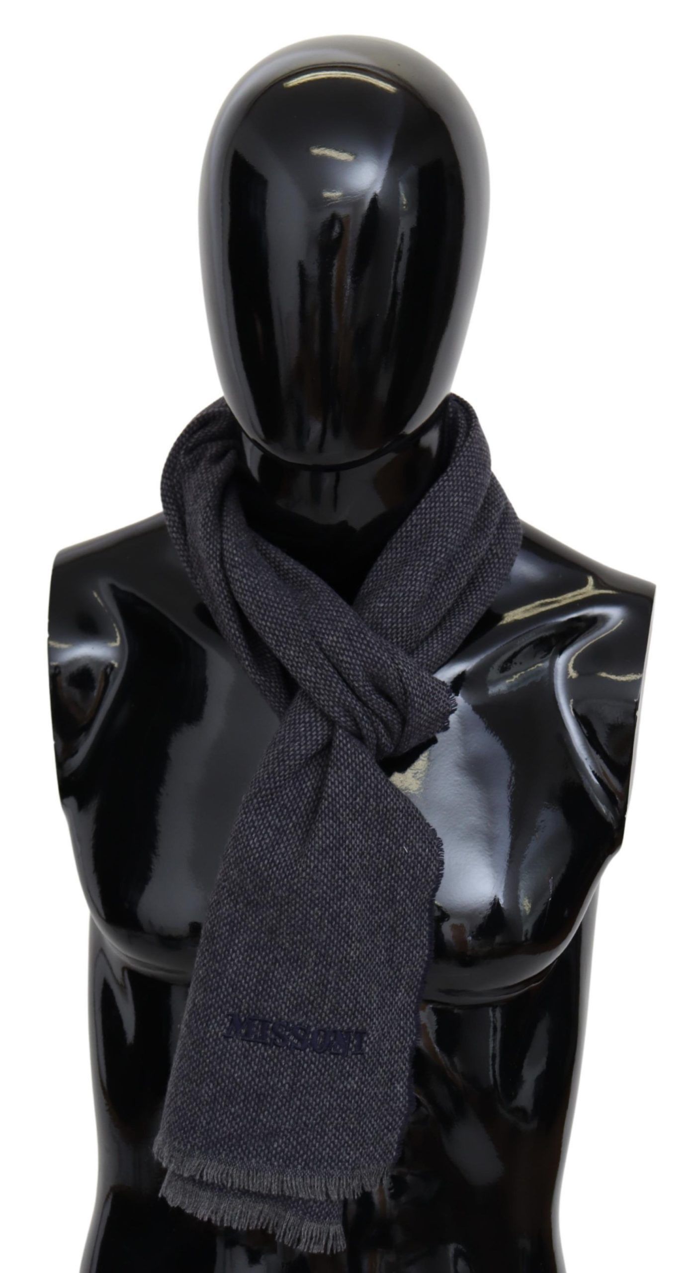 Missoni Elegant Black Wool Scarf with Logo Men's Embroidery Size ONE SIZE - 1 Thumbnail