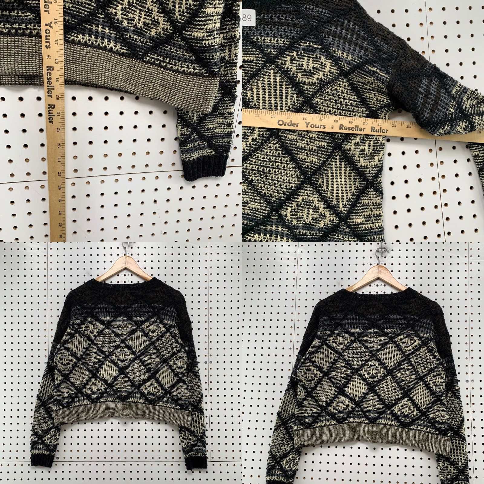 Forever 21 VINTAGE FOREVER 21 Knit Sweater Womens M Black Brown Argyle Crew Neck Loose Knit Shirt Pullover Winter Fall Womens Size M / US 6-8 / IT 42-44 - 9 Thumbnail