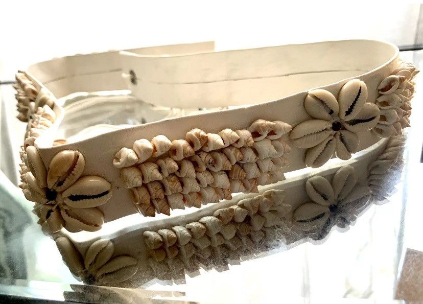 Designer × Vintage Beautiful sea shells Belt Size XS/ S NWTLeather 33 Cm / 13” Size ONE SIZE - 3 Thumbnail