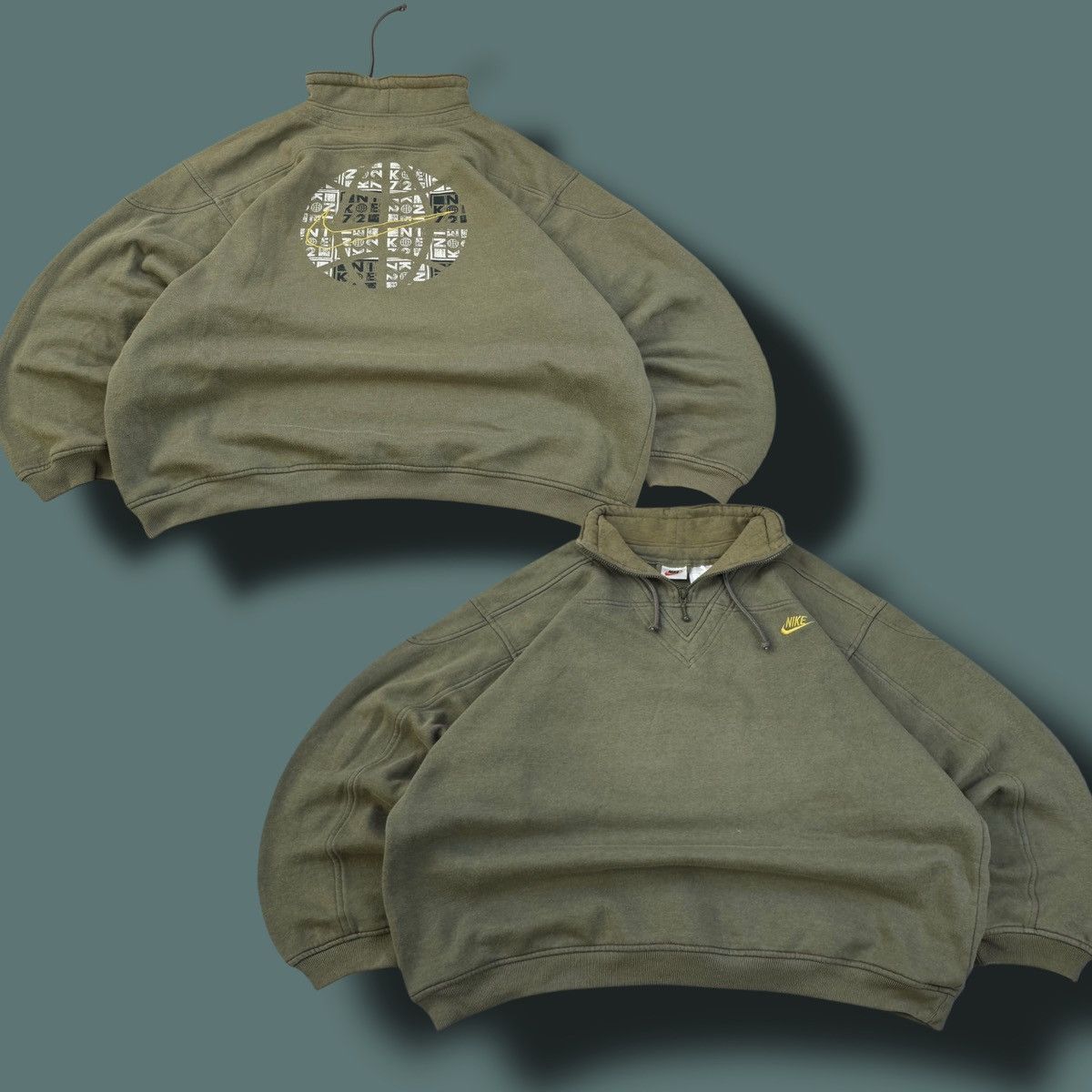 Nike × Vintage NIKE DOUBLE LOGO VINTAGE 1/3 ZIP OVERSIZE BOXY SWEATSHIRT Size US L / EU 52-54 / 3 - 1 Thumbnail