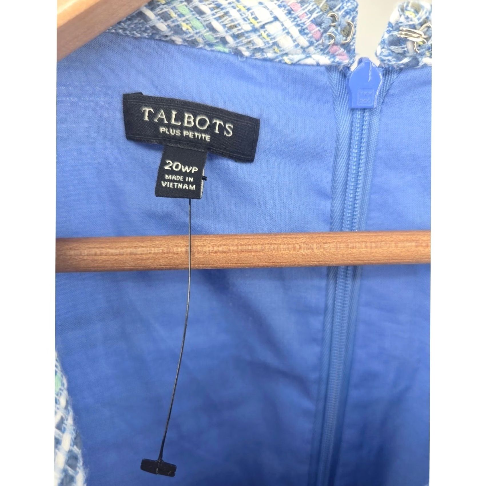 Talbots Talbots Sheath Dress Womens 20P Blue Striped Tweed Sleeveless Shift Business Size 3XL / US 20-22 - 2 Thumbnail