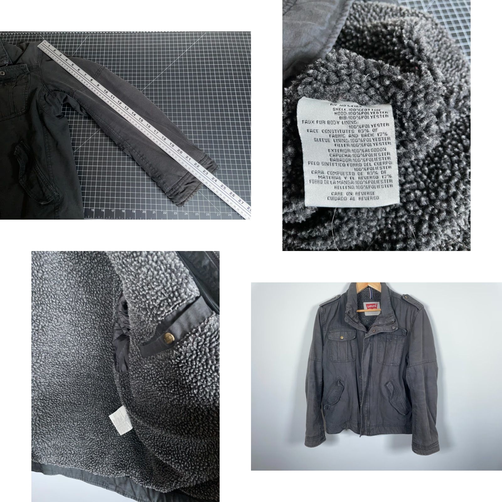 Levi's Levi's Sherpa Lined Black Military Jacket Men's Large Zip Up Coat Size US L / EU 52-54 / 3 - 8 Thumbnail