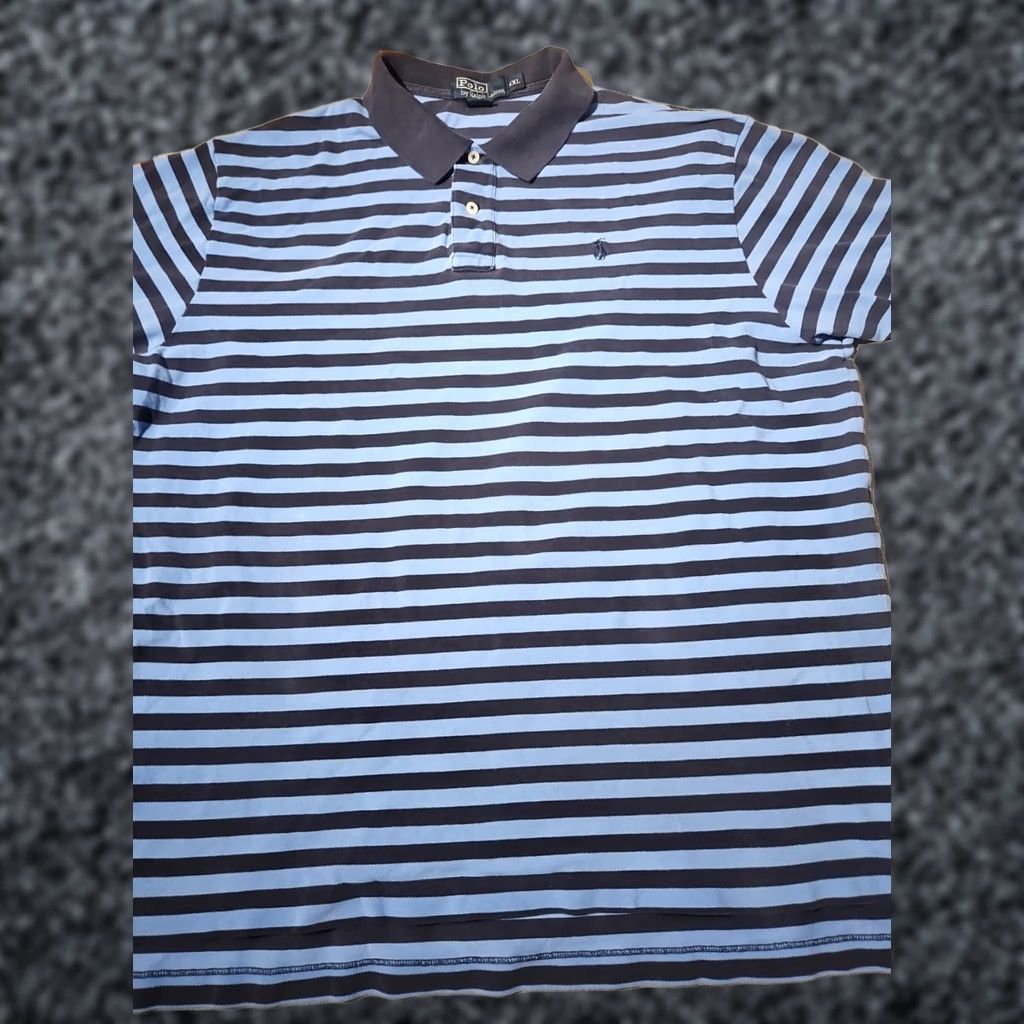 Ralph Lauren Ralph Lauren Polo Shirt Mens 2XL Blue Striped Preppy Button Pony Logo Casual Polo Shirt Size US XXL / EU 58 / 5 - 1 Thumbnail
