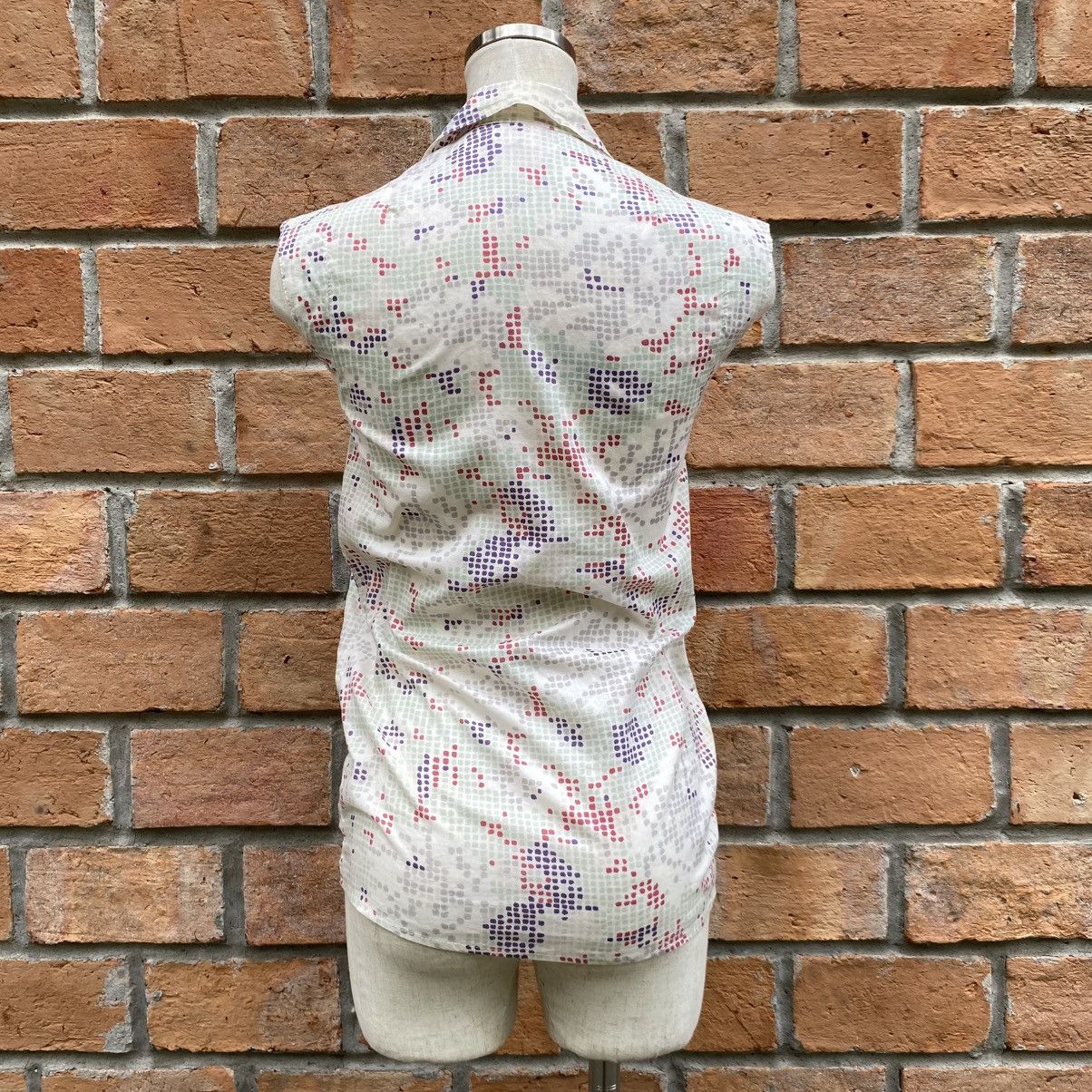Kenzo Kenzo White Sleeveless Printed Button-Up Shirt Size S / US 4 / IT 40 - 8 Thumbnail