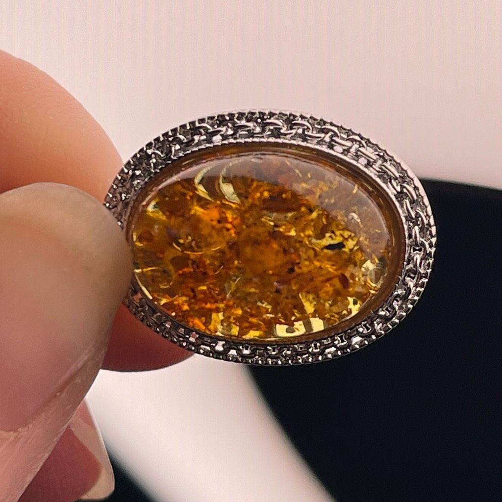 Other Amber pendant CZ stones silver plated chain necklace Size ONE SIZE - 5 Thumbnail