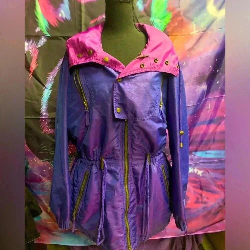Designer Edelweiss purple reversible ski jacket vintage!! Size L / US 10 / IT 46 - 1 Thumbnail