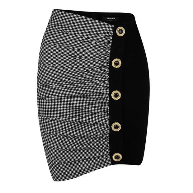 Balmain o1g2r1mq0924 Mini Skirts in Noir & Blanc Size 27" / US 4 / IT 40 - 1 Thumbnail