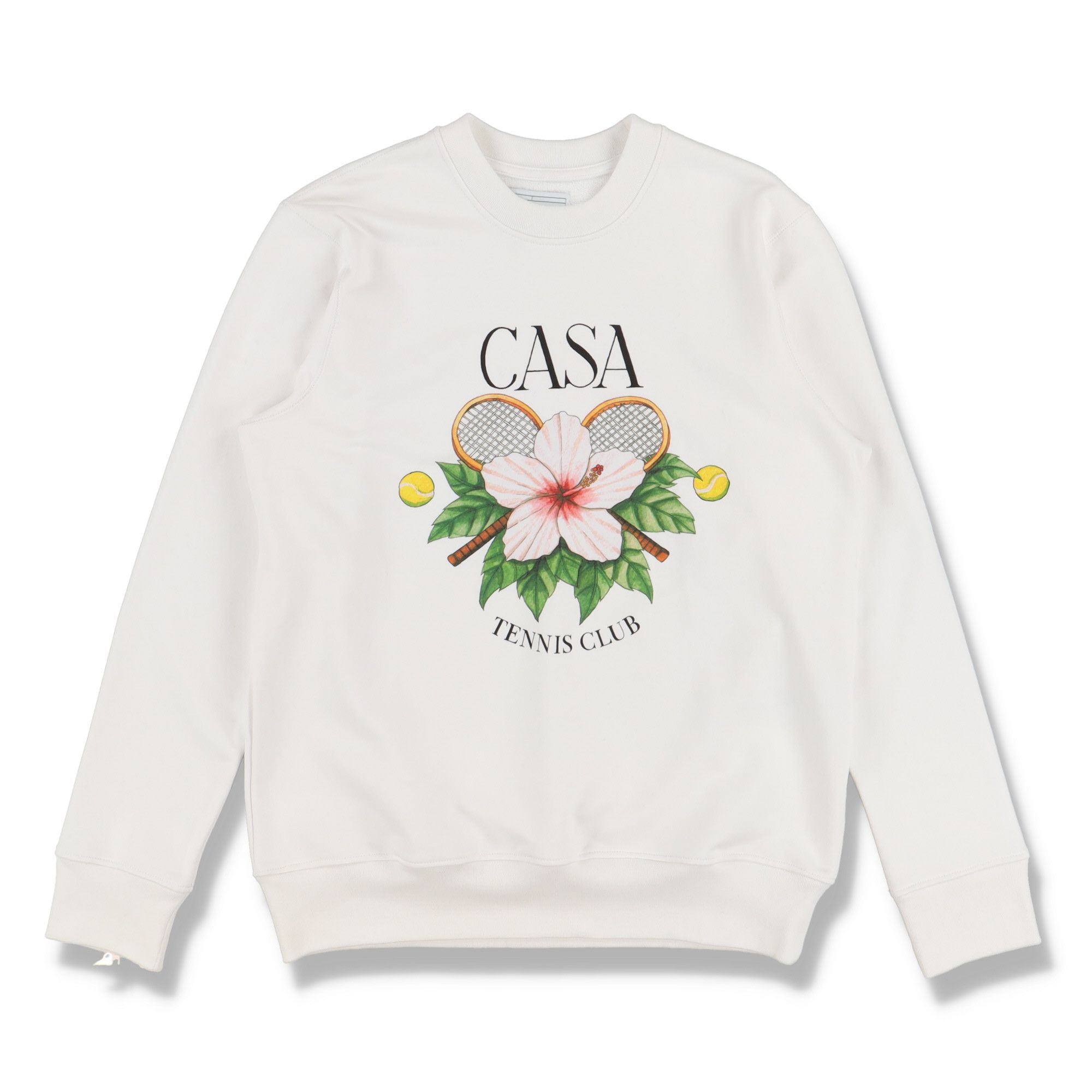 image of Casablanca White Floral Tennis Club Sweatshirt, Men's (Size Small)
