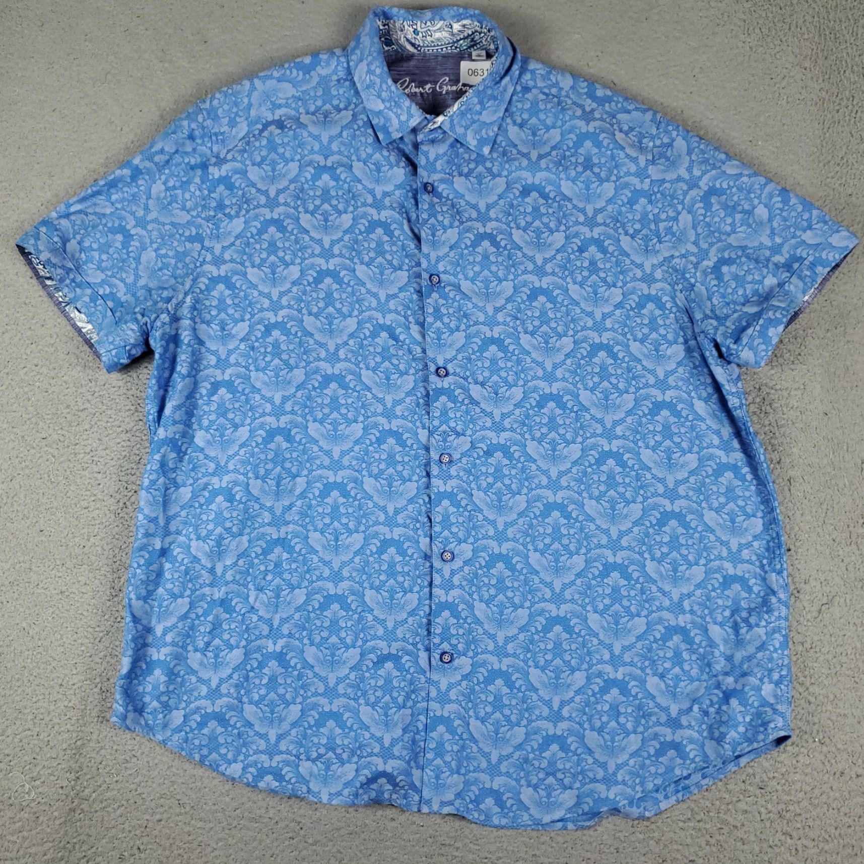 Robert Graham Robert Graham Shirt Mens 2XL Blue Floral Classic Fit Button Up Short Sleeve Size US XXL / EU 58 / 5 - 2 Thumbnail