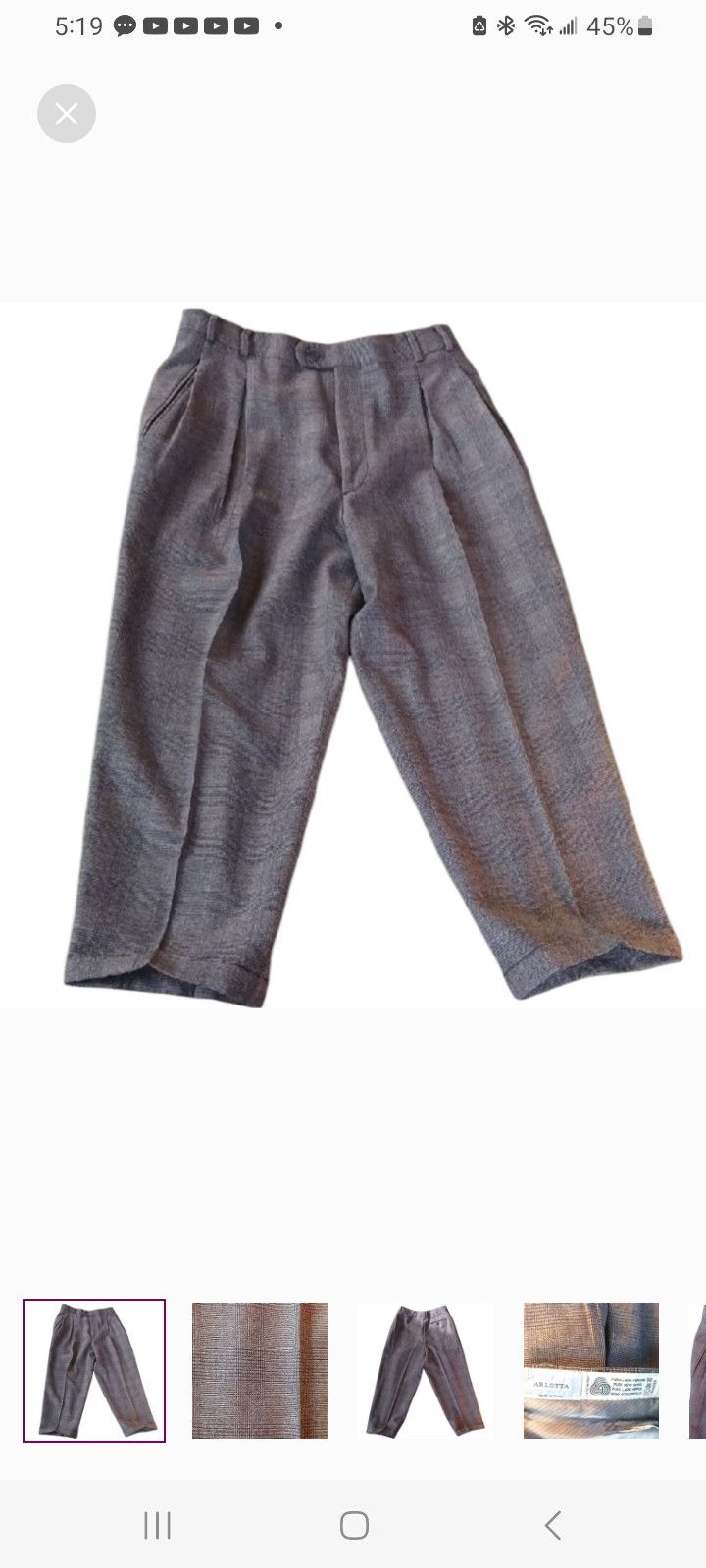 Other ARLOTTA Wool Men's Grey Pants Size US 34 / EU 50 - 1 Thumbnail