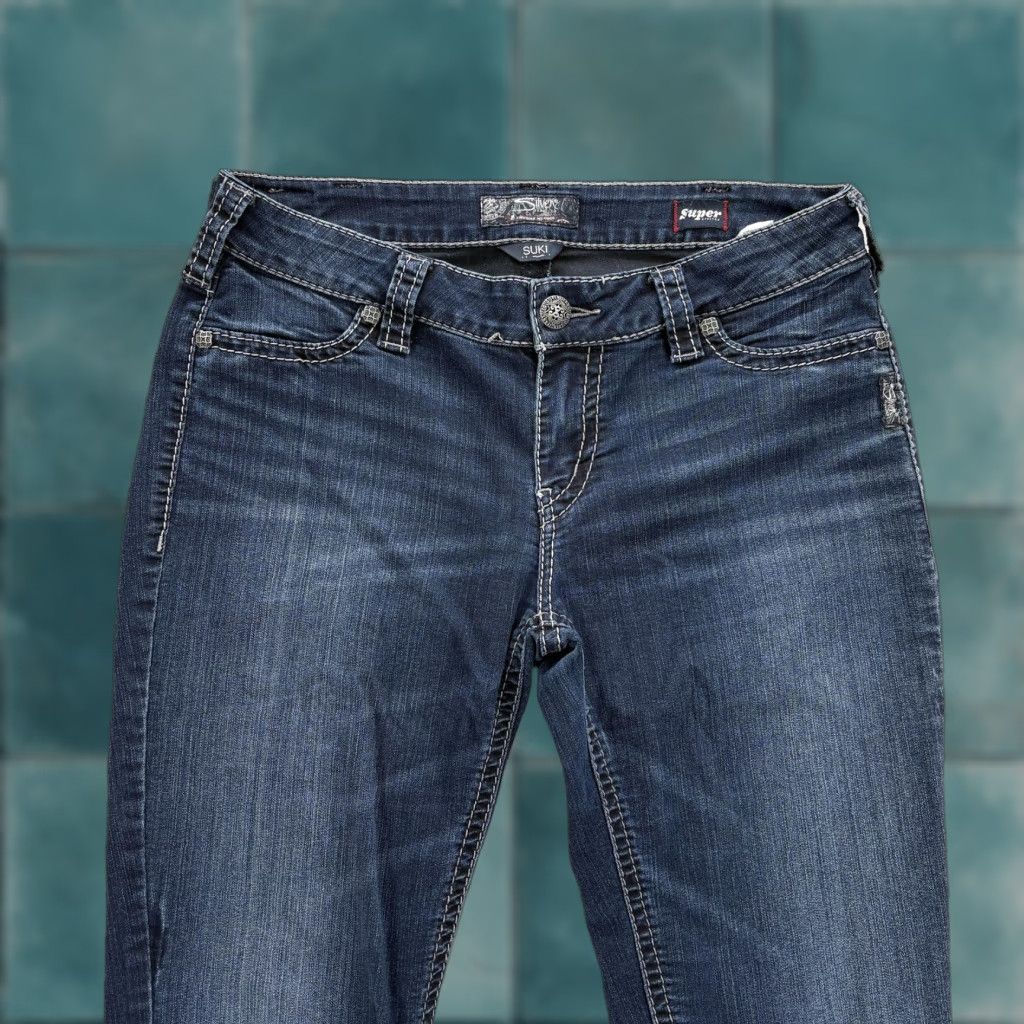 Silver Jeans Co. Silver Jeans Suki Mid Super Skinny Jeans Womens 33x33 Blue Dark Wash Stretch Y2K Size 24" / US 00 / IT 34 - 1 Thumbnail