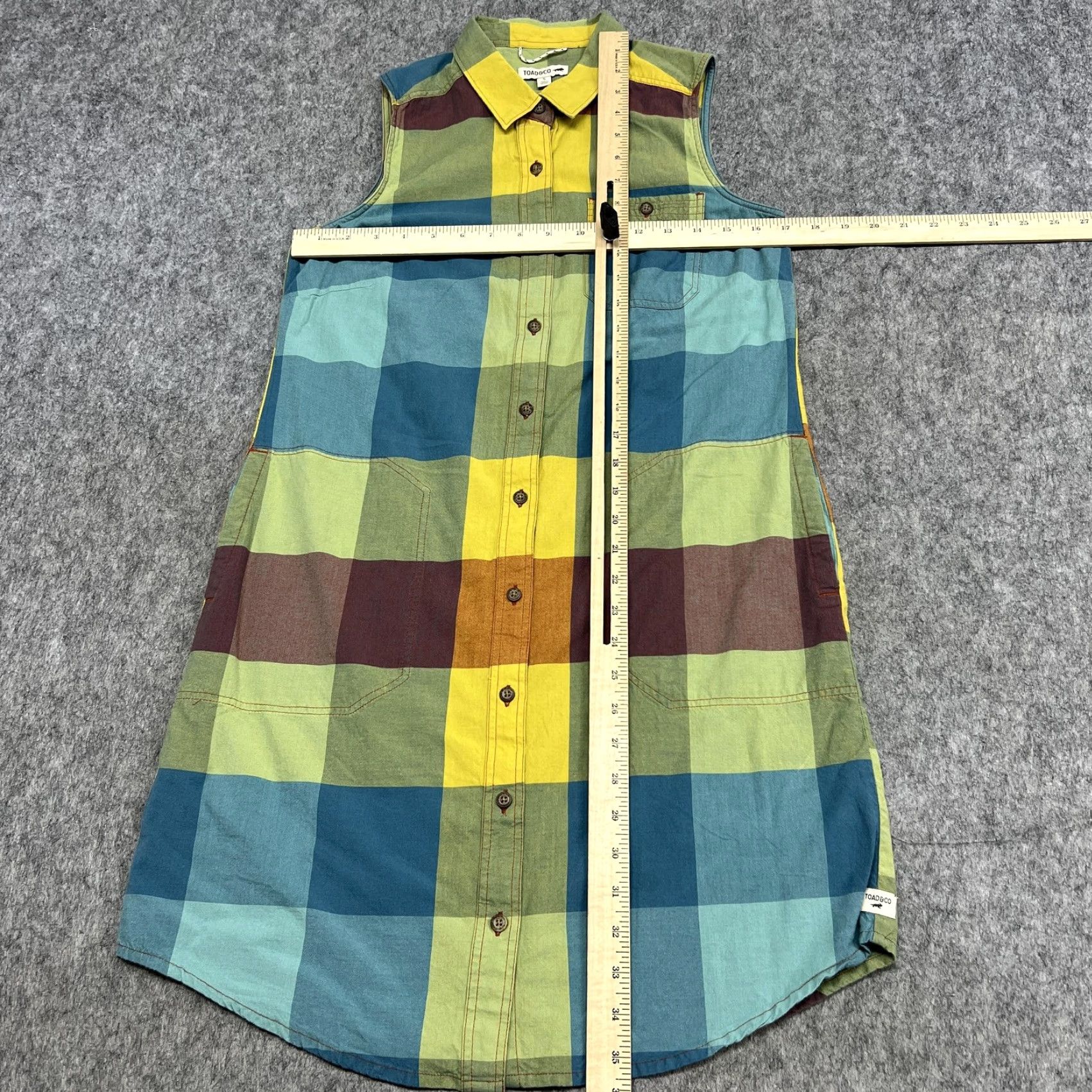 Toad&Co Toad&Co Shirt Dress Womens S Multicolor Plaid Sleeveless Button Front Pockets Size S / US 4 / IT 40 - 7 Thumbnail