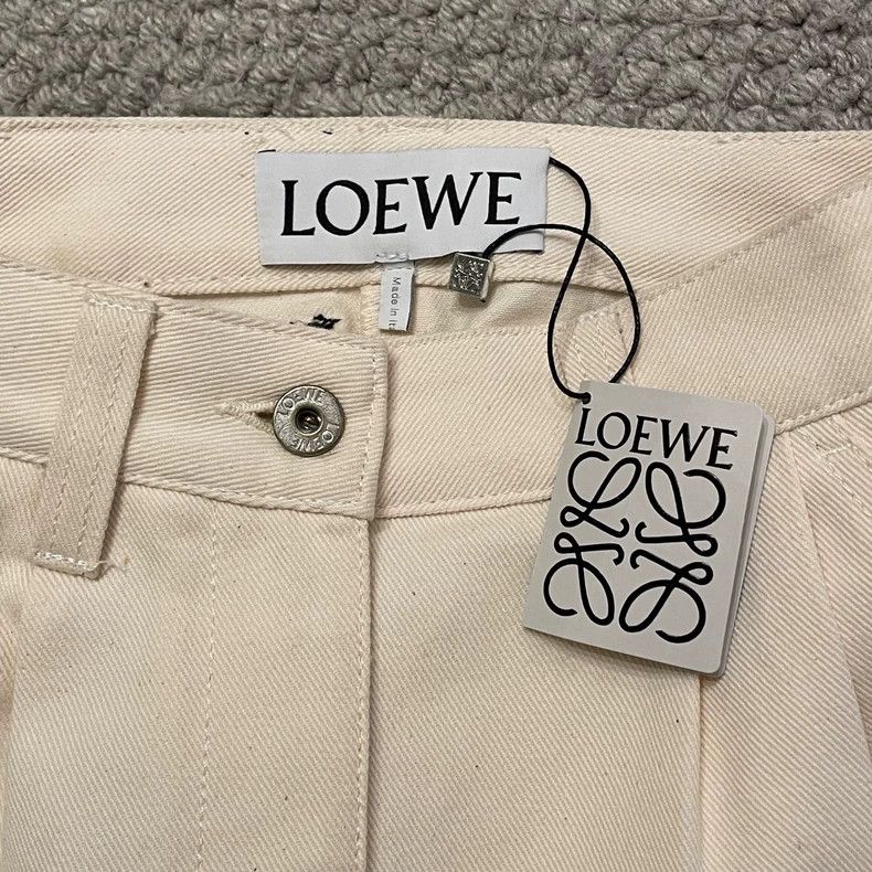Loewe LOEWE sizeM White denim jeans with wide leg shorts Size 27" / US 4 / IT 40 - 2 Thumbnail