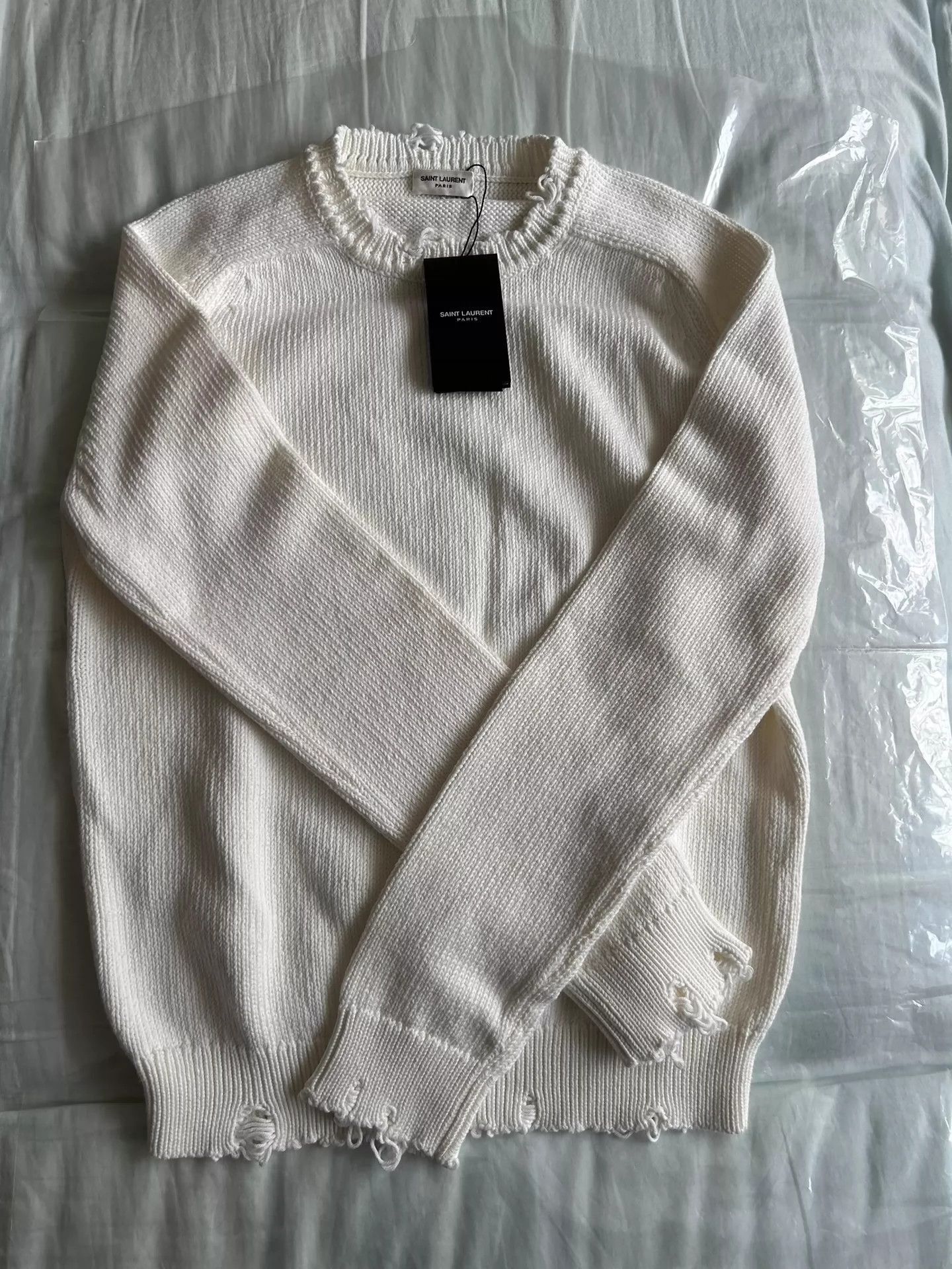 Saint Laurent Paris Saint Laurent Paris Solid color perforated sweater-2505 Size XS / US 0-2 / IT 36-38 - 3 Thumbnail