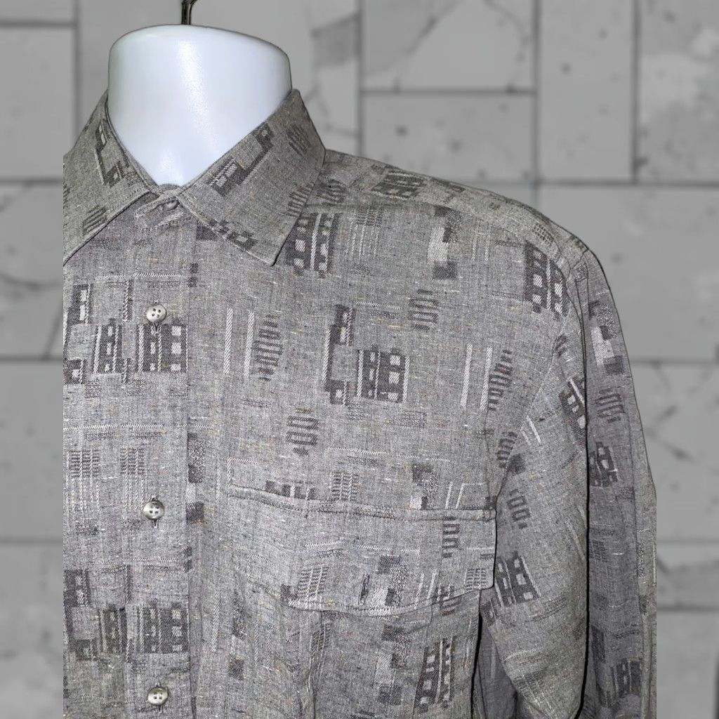 Vintage Figara Shirt Men Long Sleeve Button-Up Gray M Regular Collar Down French Made Cotton Blend Button Front Size US M / EU 48-50 / 2 - 1 Thumbnail