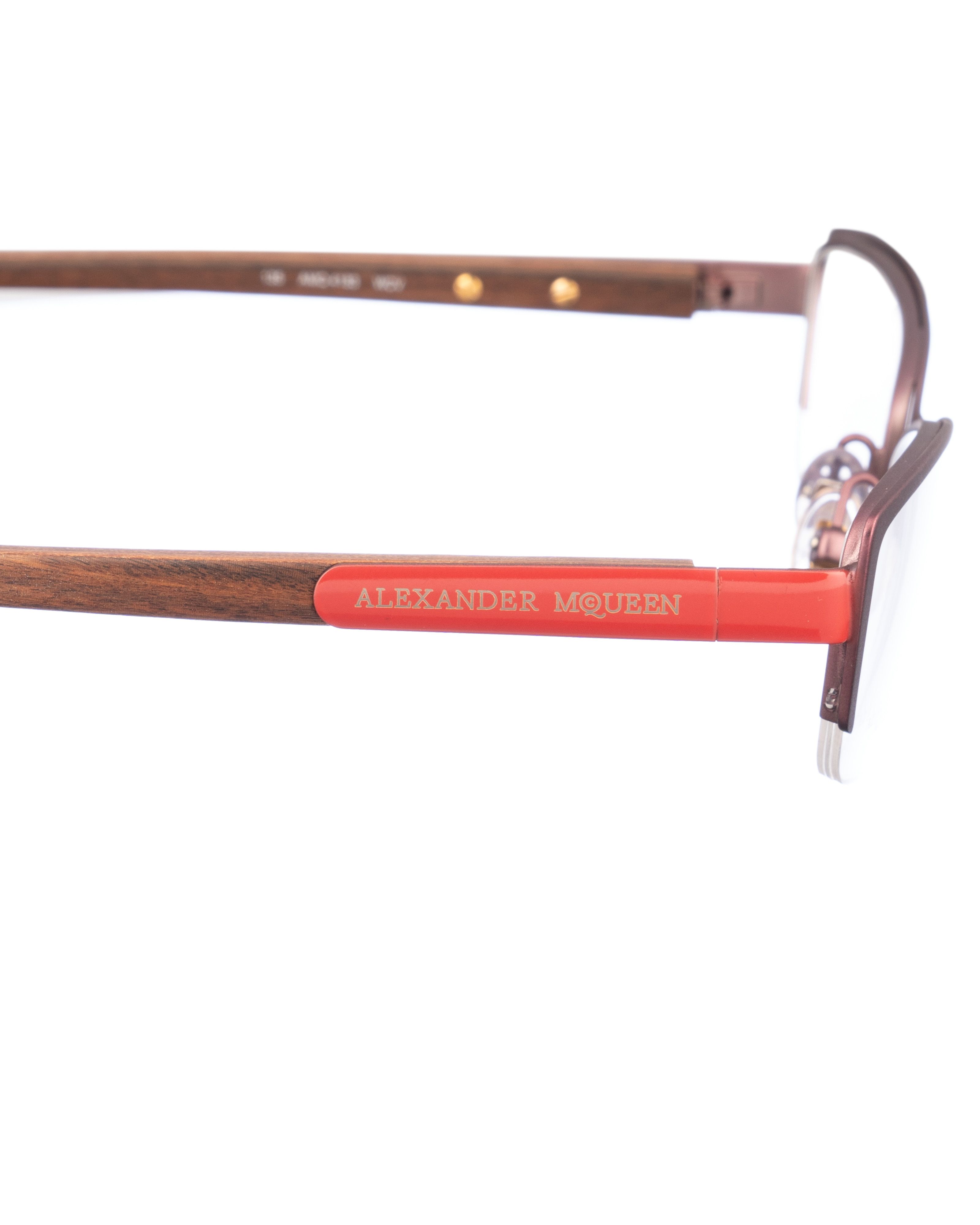 Alexander McQueen Alexander McQueen 90s Dark Wooden Matte Glasses Size ONE SIZE - 3 Thumbnail
