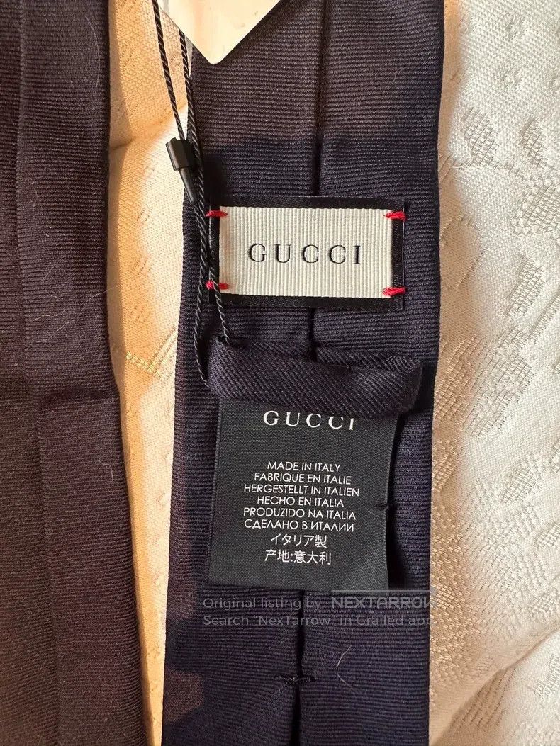Gucci Gucci Dark blue snake-shaped embroidered tie Size ONE SIZE - 3 Thumbnail