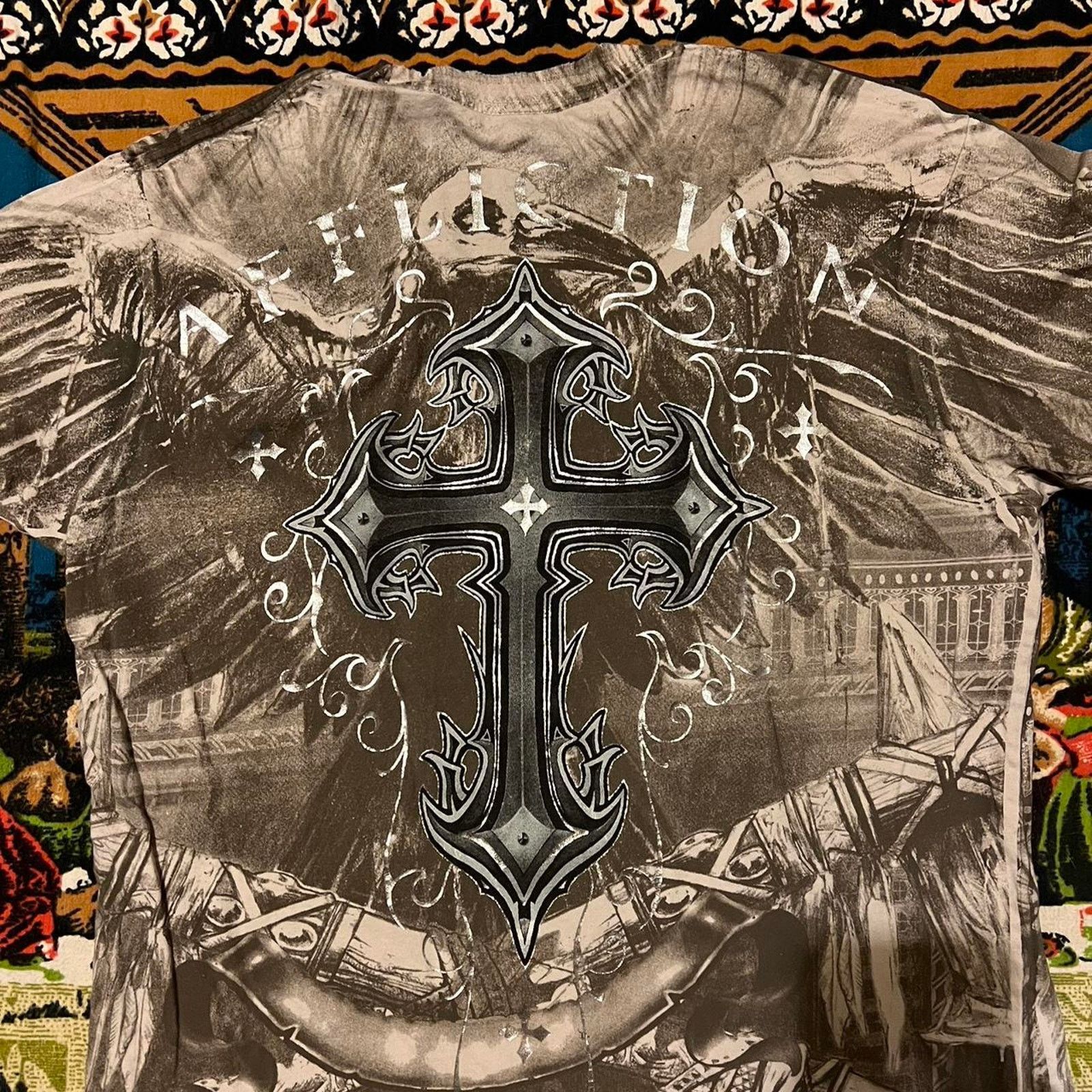 Affliction Mens affliction shirt y2k tapout cross wings mma elite punk Size US L / EU 52-54 / 3 - 5 Thumbnail