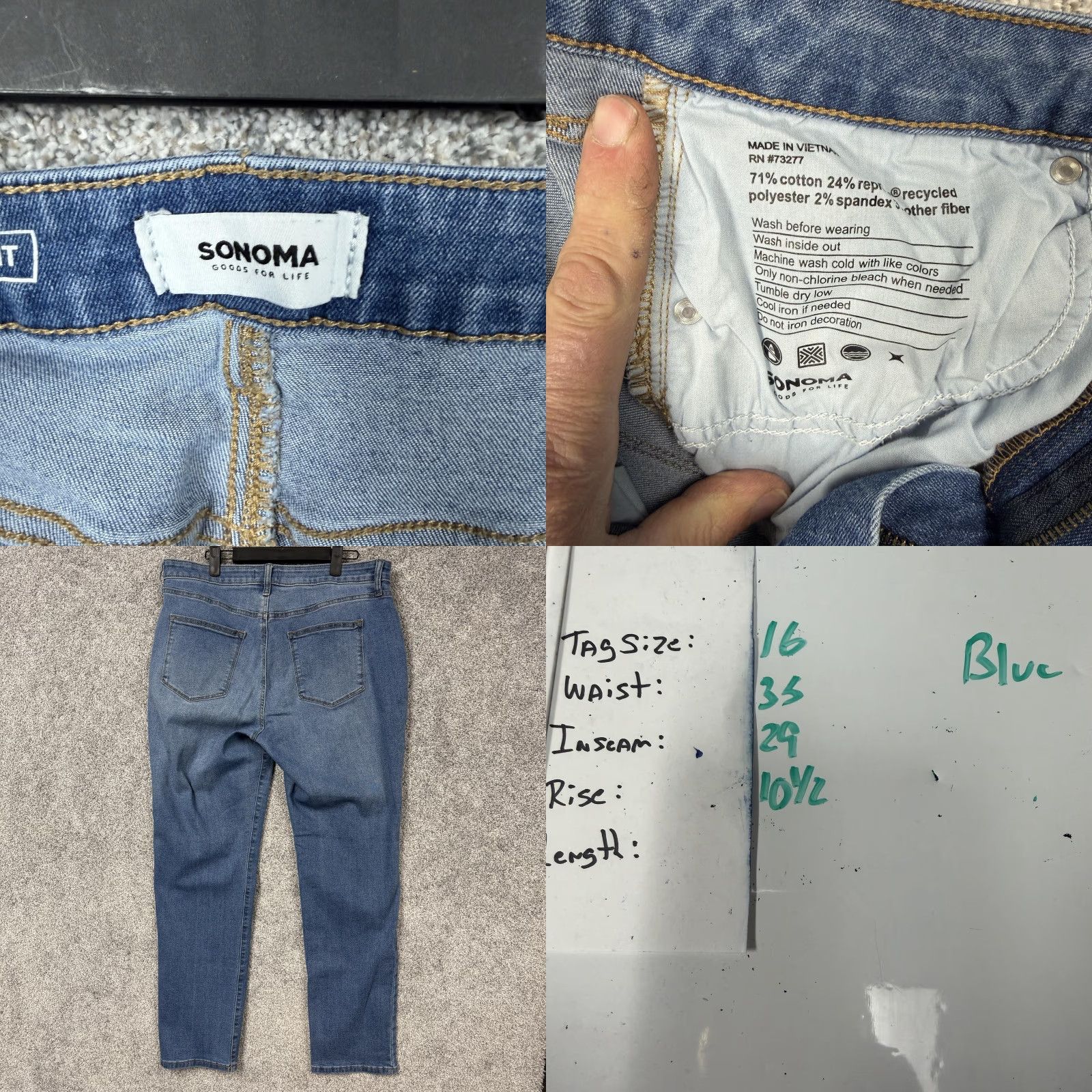 Vintage Sonoma Curvy Straight Jeans Womens Size 16 35x29 Blue Distressed Mid Wash Denim Size 38" / US 16 / IT 52 - 8 Thumbnail